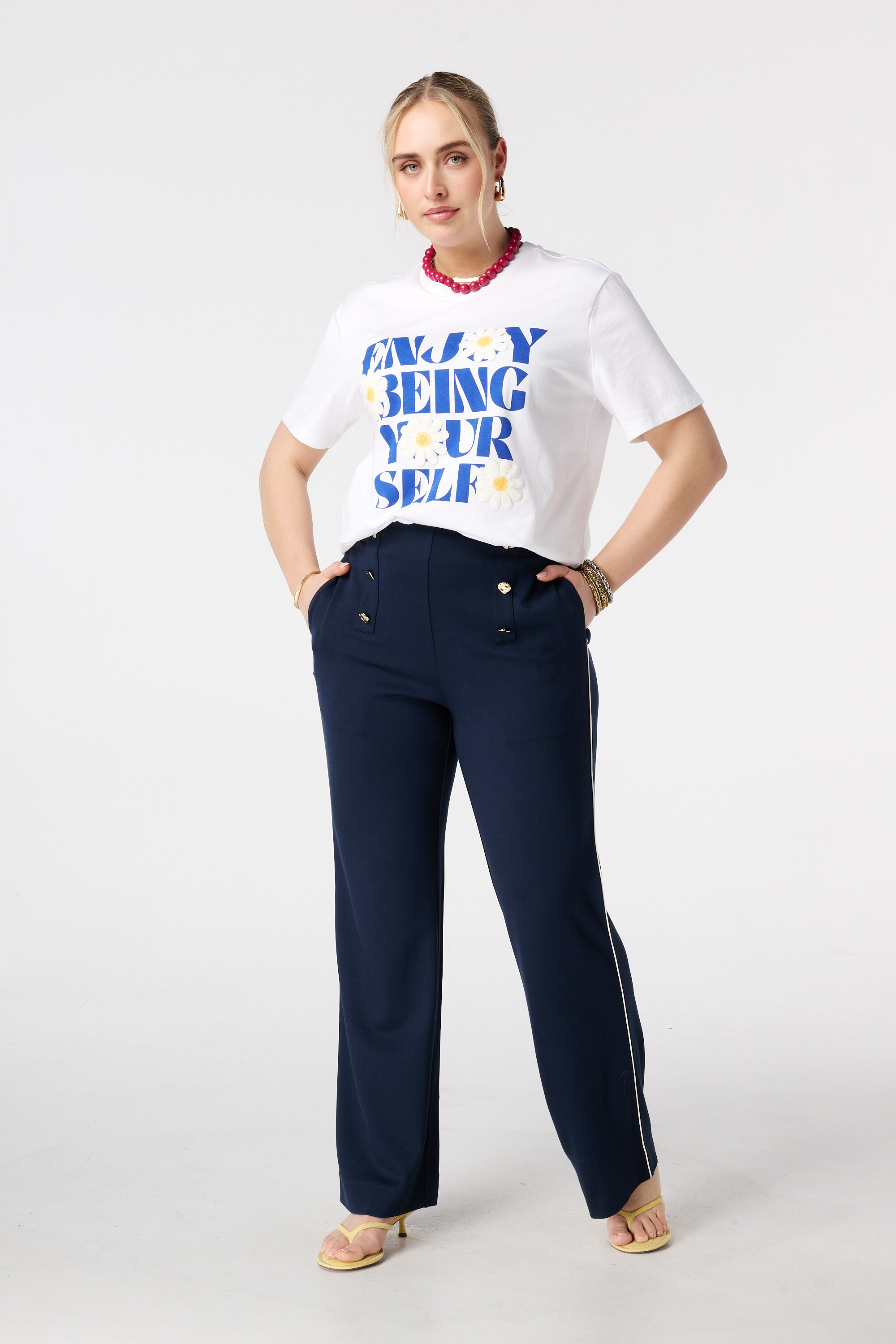 Pantalon wide leg avec coutures d&eacute;coratives