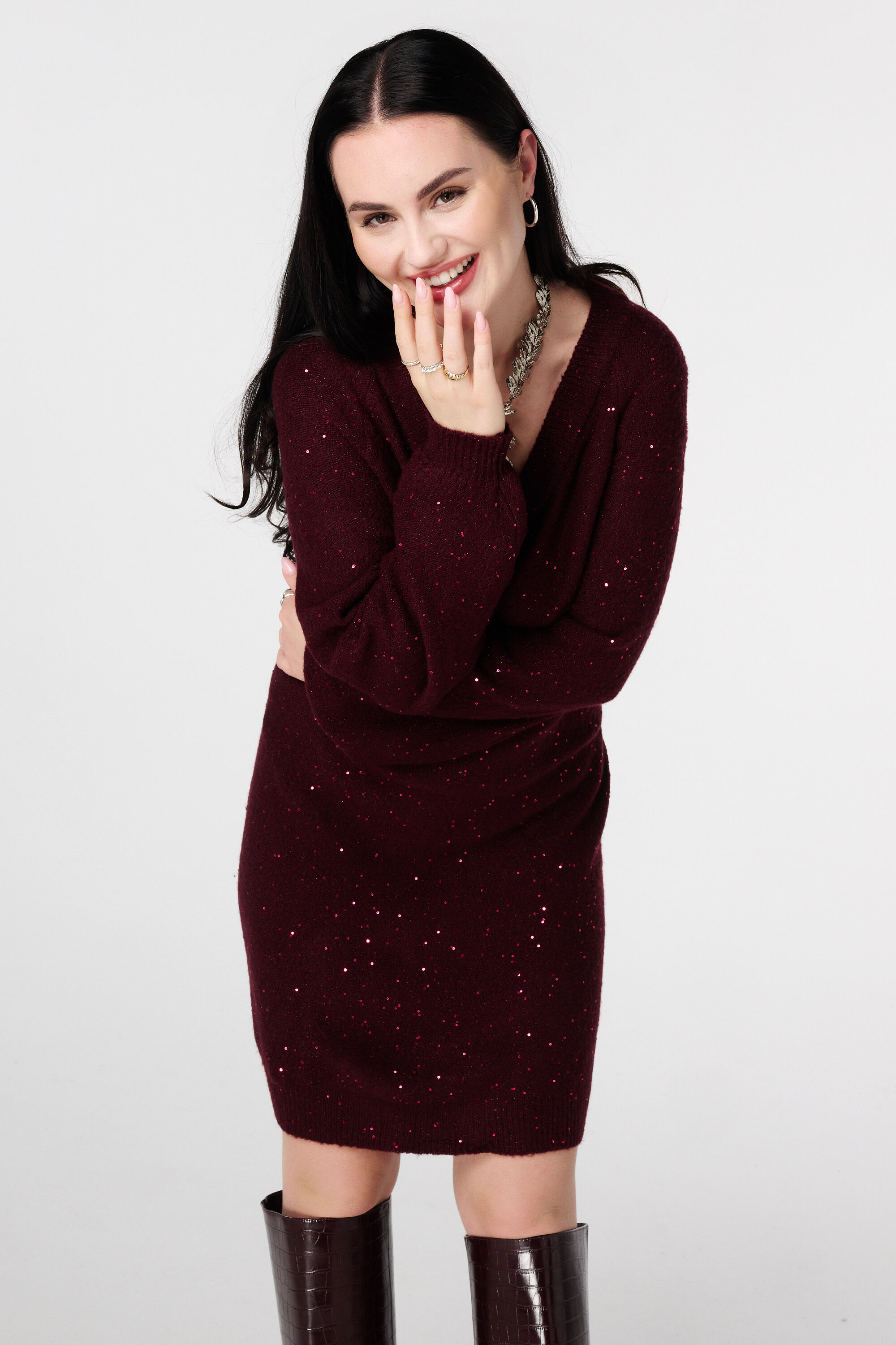 Tunique en maille avec paillettes et fil brillant image number 5