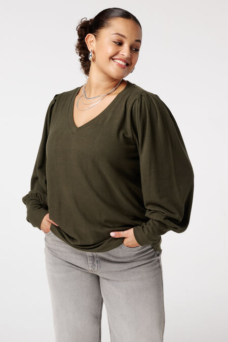 Pull finement tricoté à manches bouffantes Pull finement tricoté à manches bouffantes