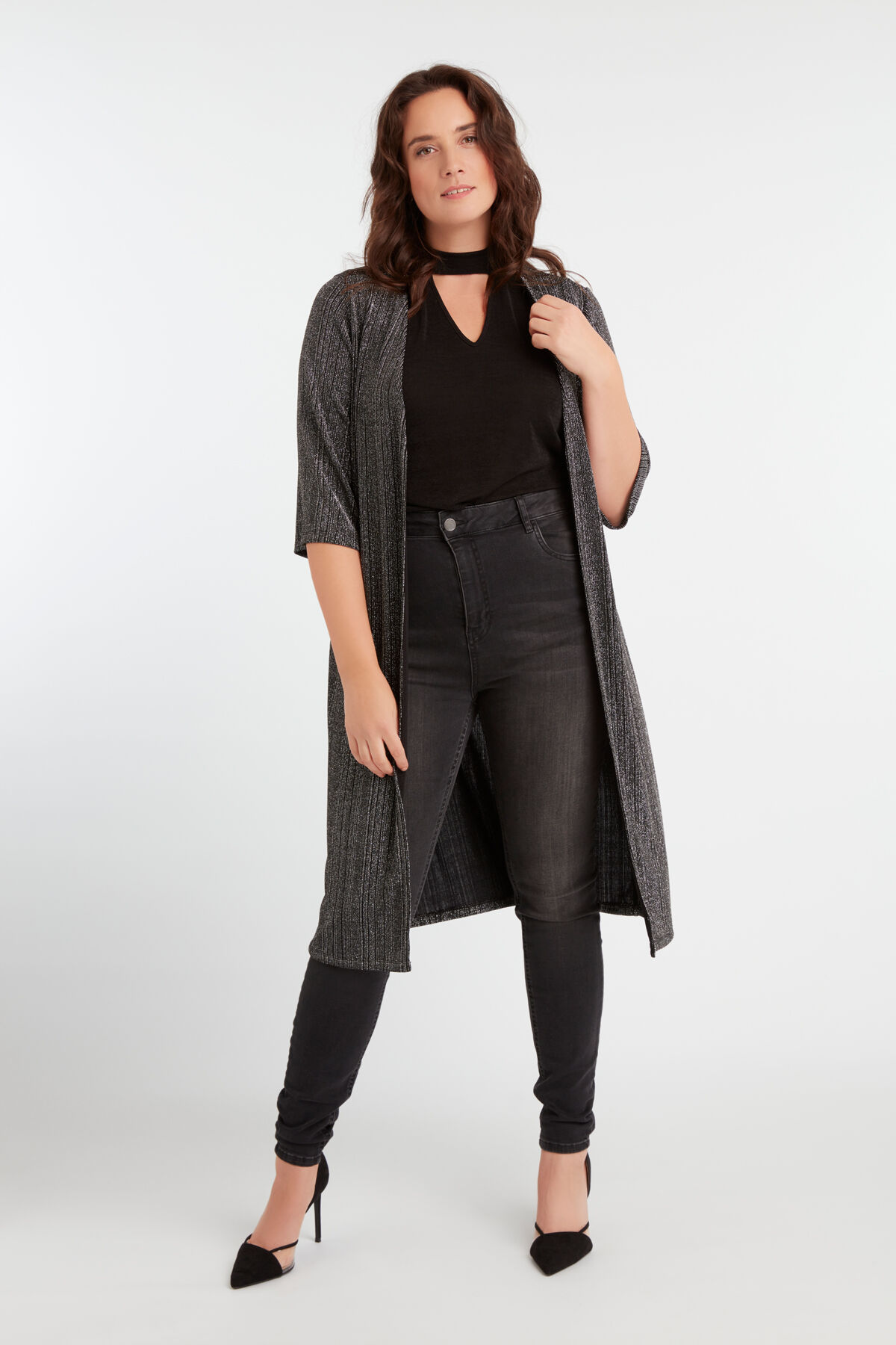 Cardigan long en lurex   image number 6