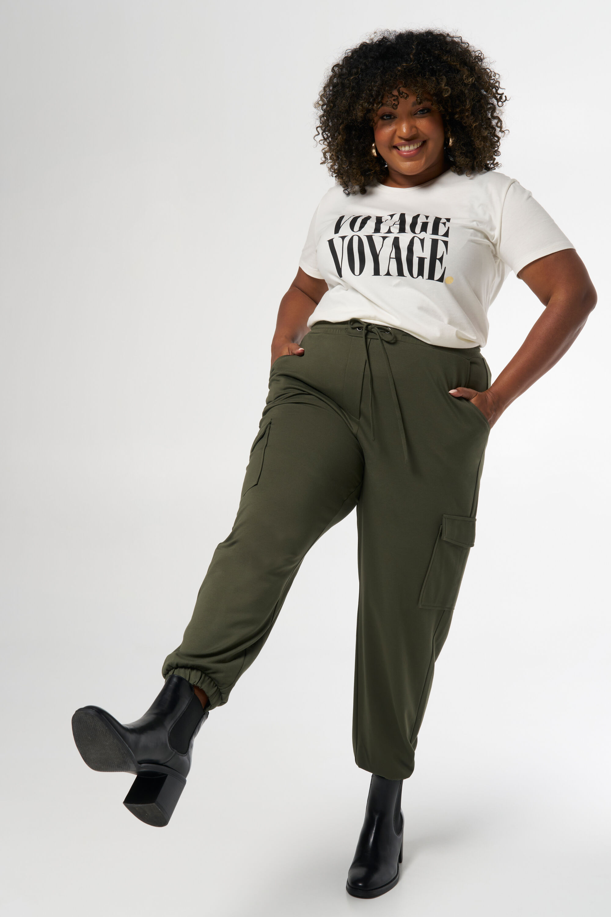 Femmes Pantalon de survetement avec poches cargo Kaki MS Mode
