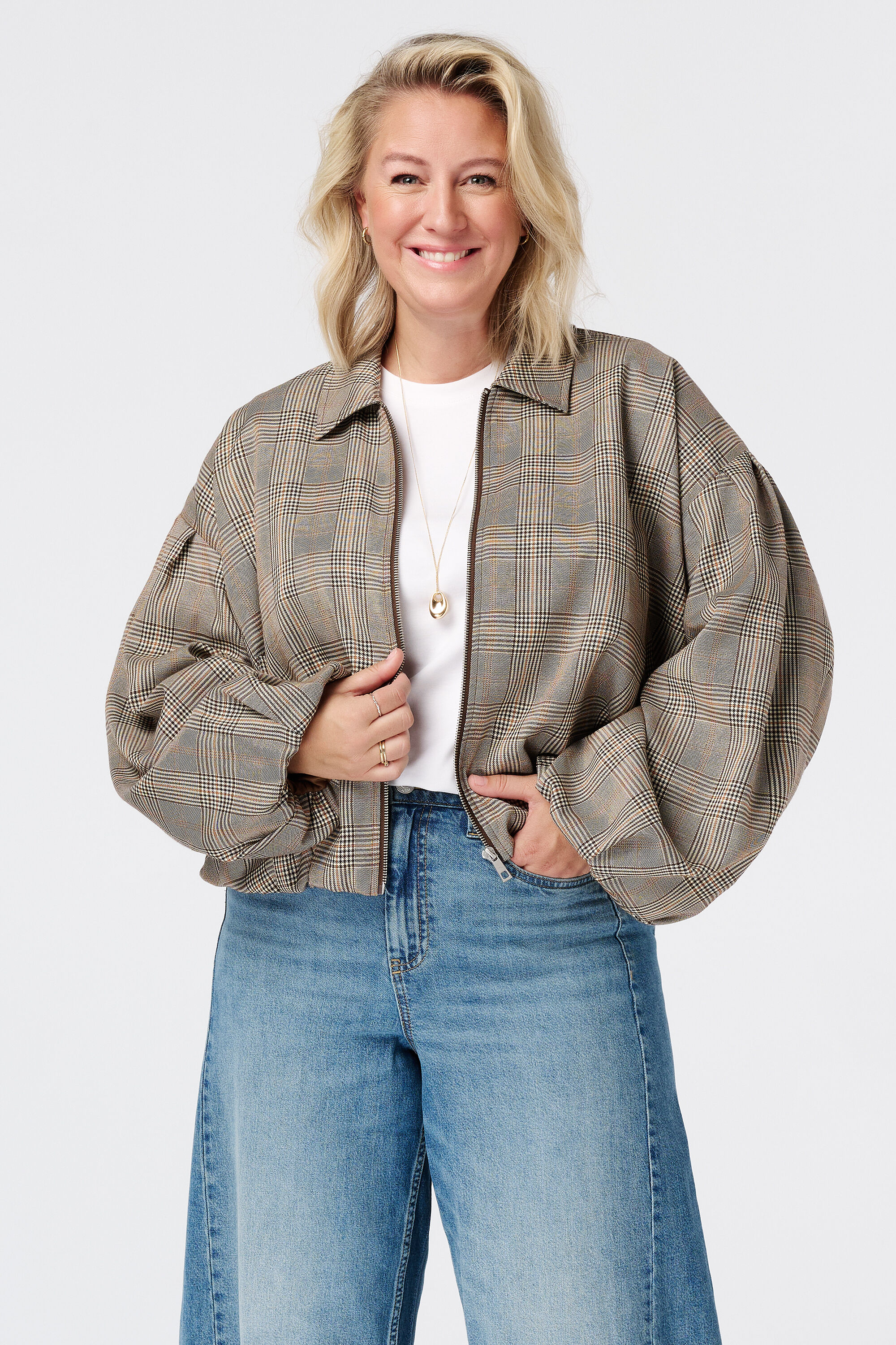 Veste bomber &agrave; carreaux