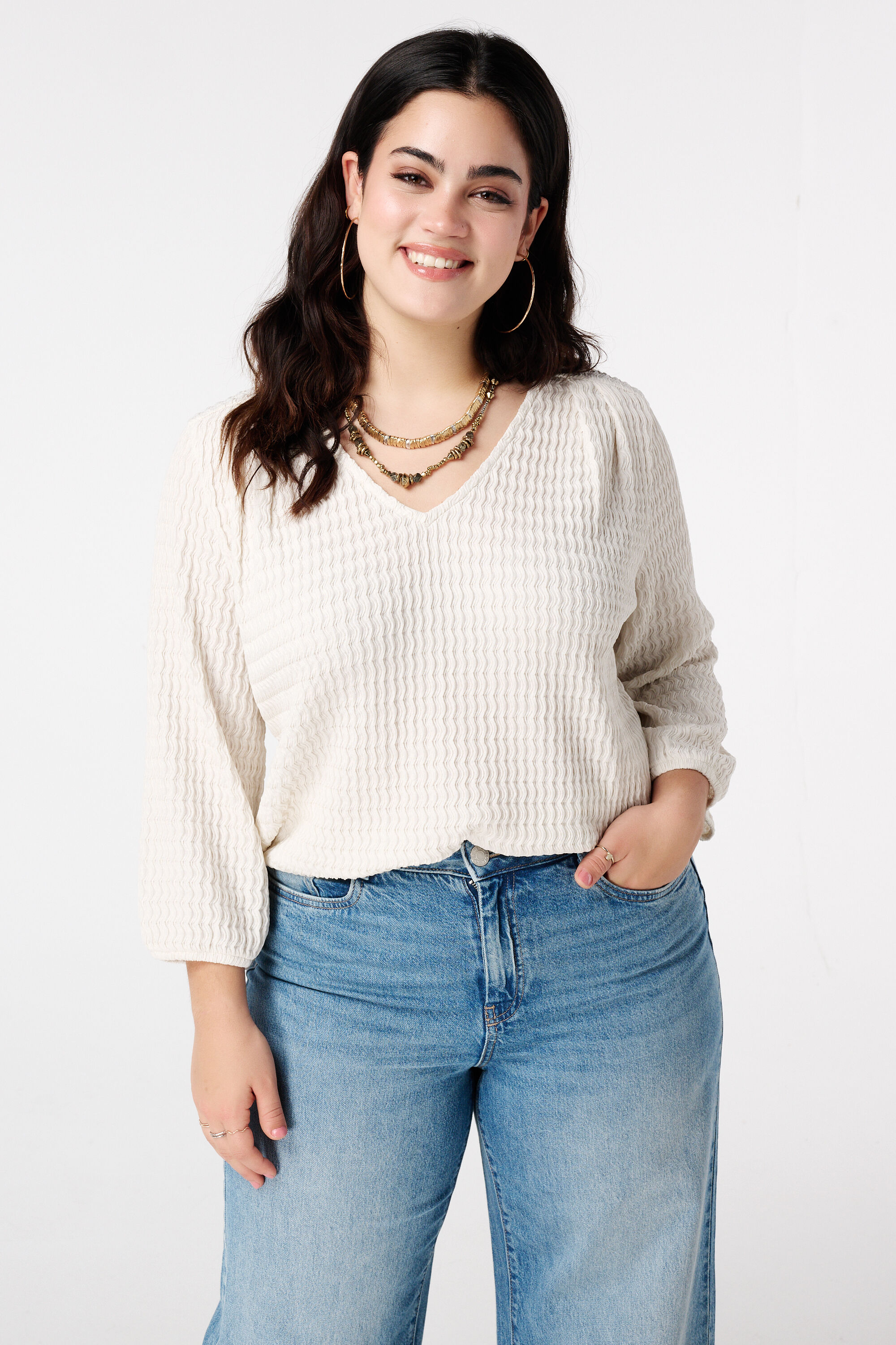 Haut en jersey &agrave; structure