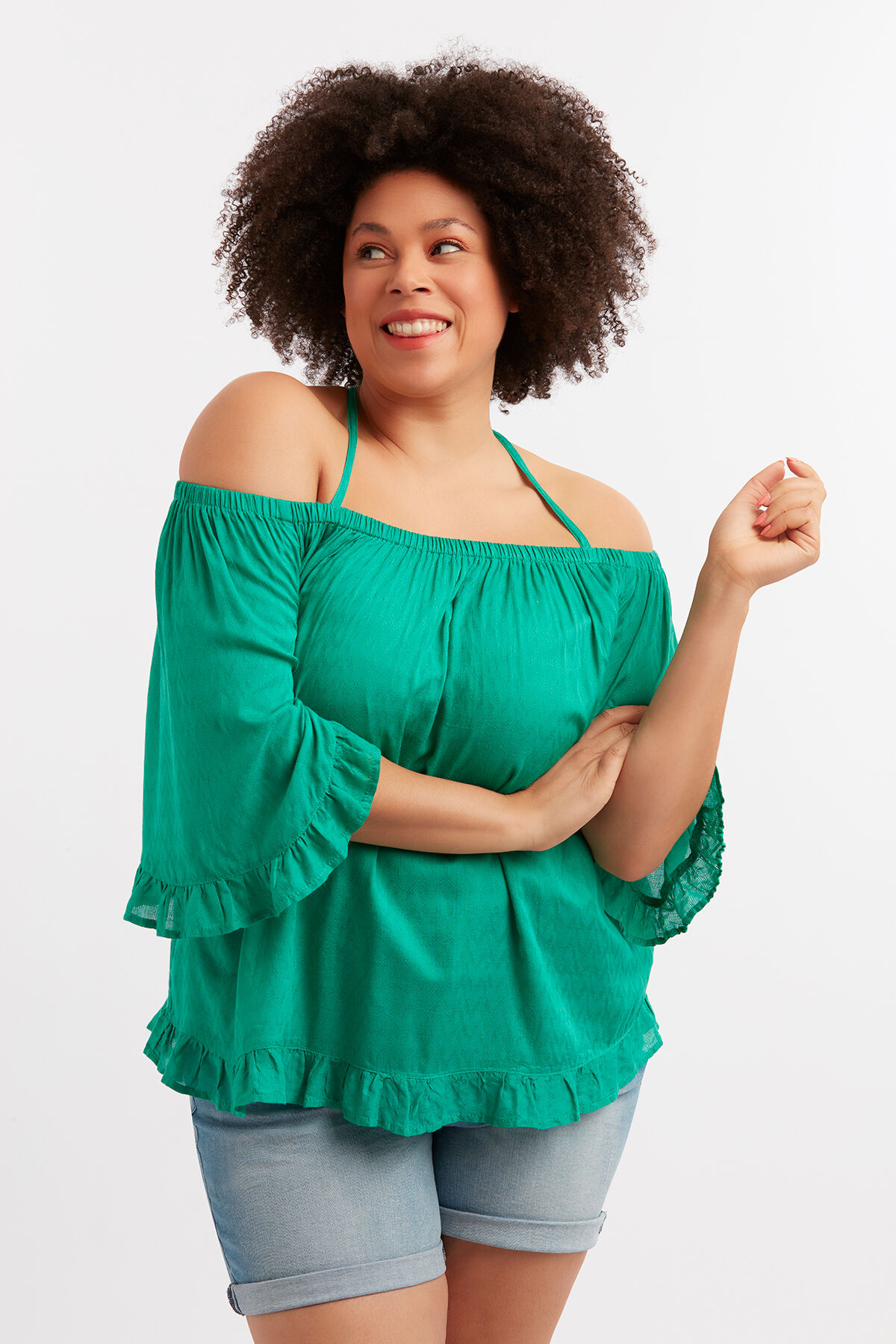 Chemisier &agrave; &eacute;paules d&eacute;nud&eacute;es image number 3