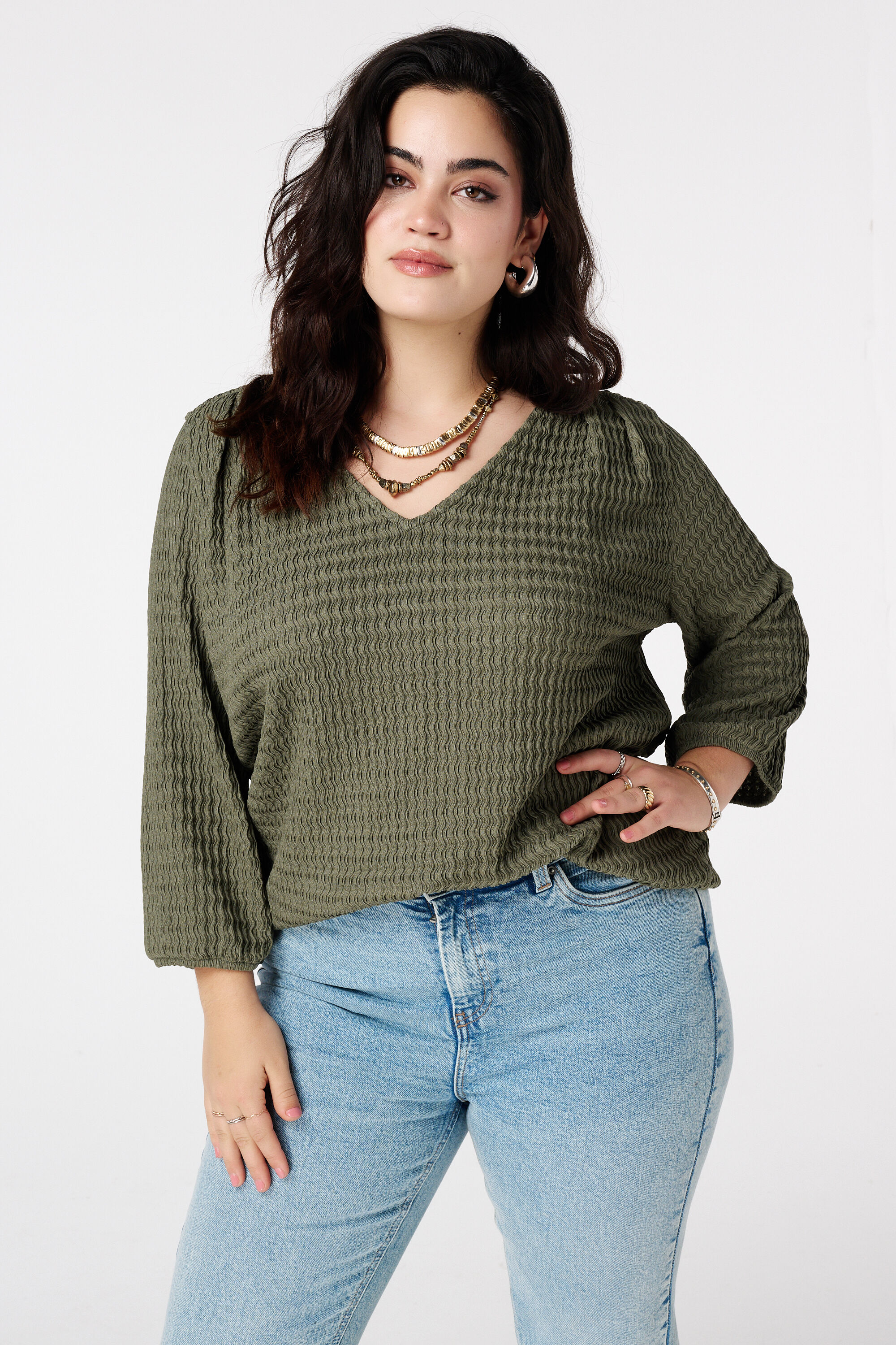 Haut en jersey &agrave; structure