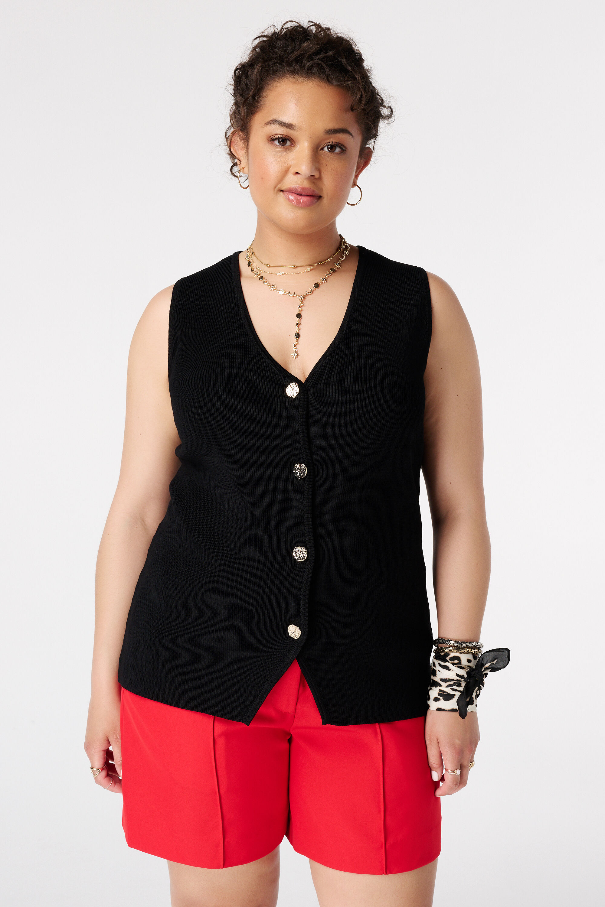 Gilet en maille avec fermeture &agrave; boutons