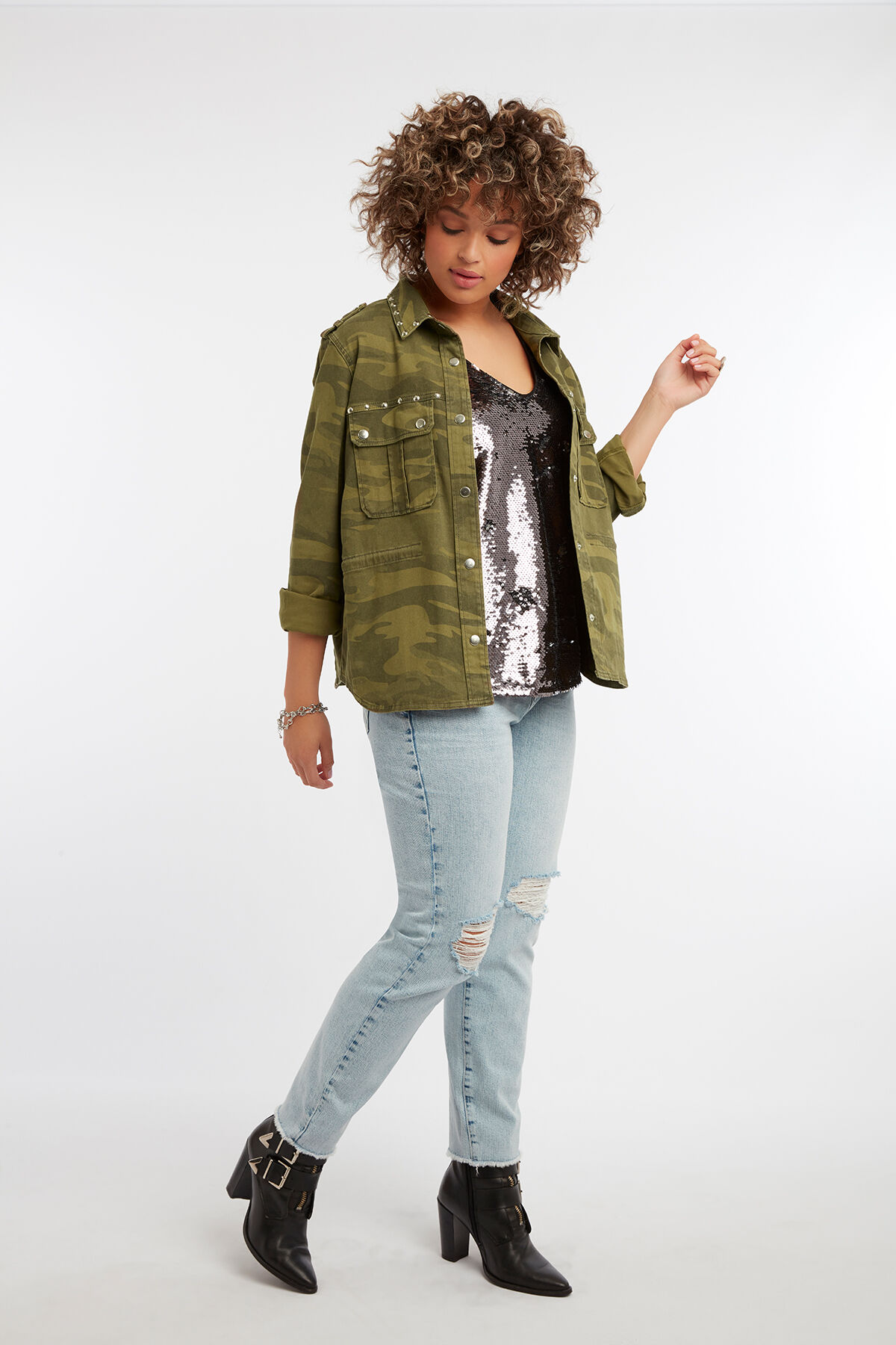 Jean moulant IRIS avec des d&eacute;cors d&rsquo;usure image number 6