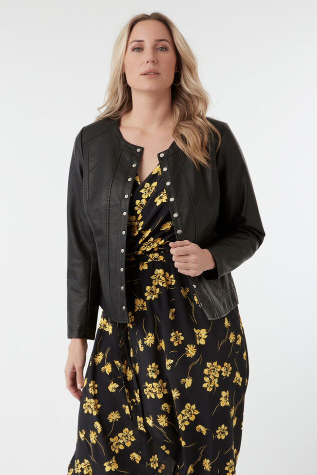 Veste en cuir PU à boutons-pression  image number 6
