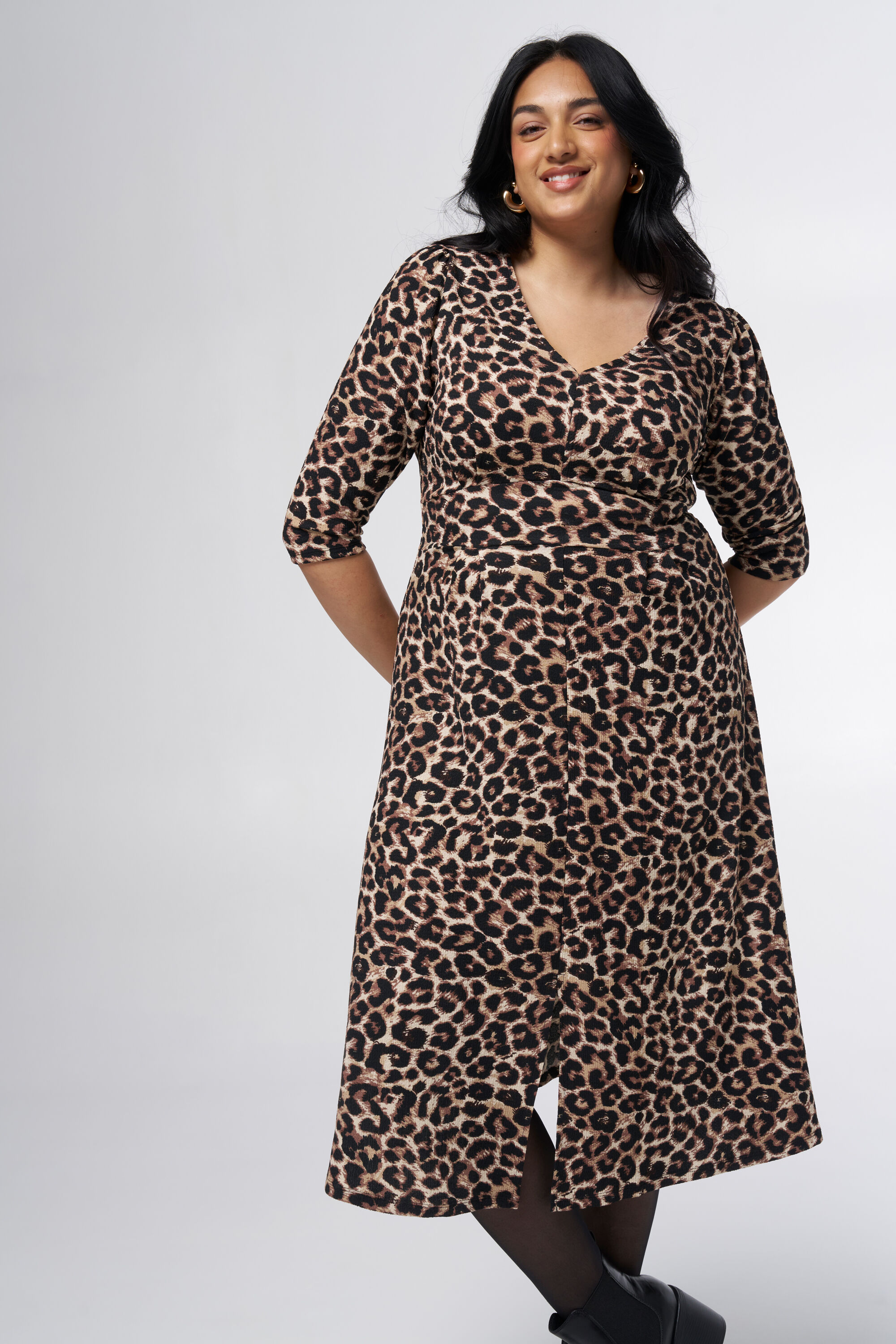 Robe midi structur&eacute;e &agrave; imprim&eacute; image number 5