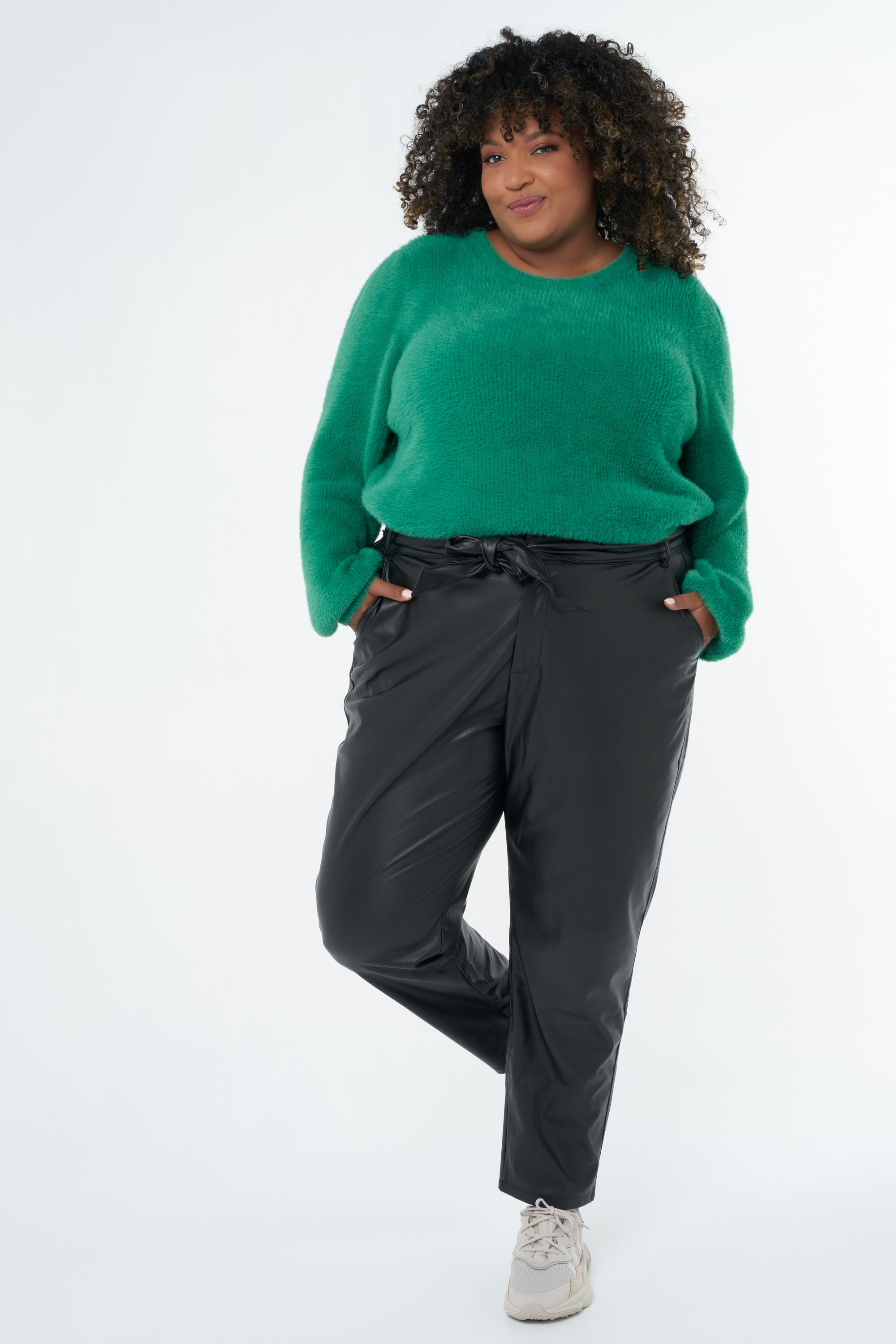 Femmes Pantalon paper bag en similicuir MS Mode