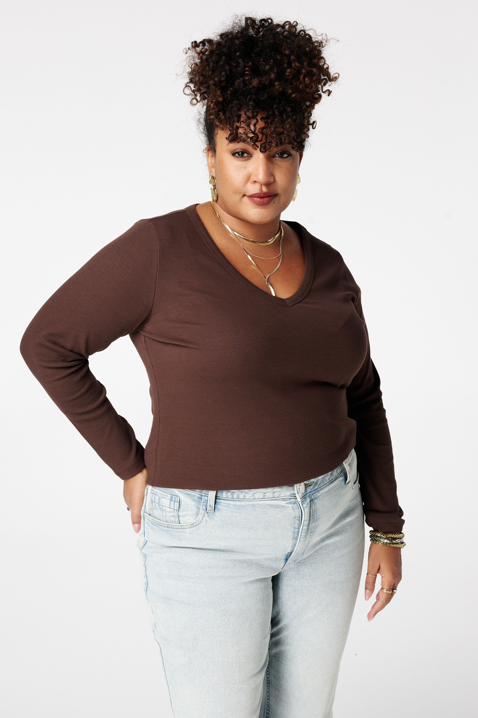 Haut c&ocirc;tel&eacute; &agrave; manches longues