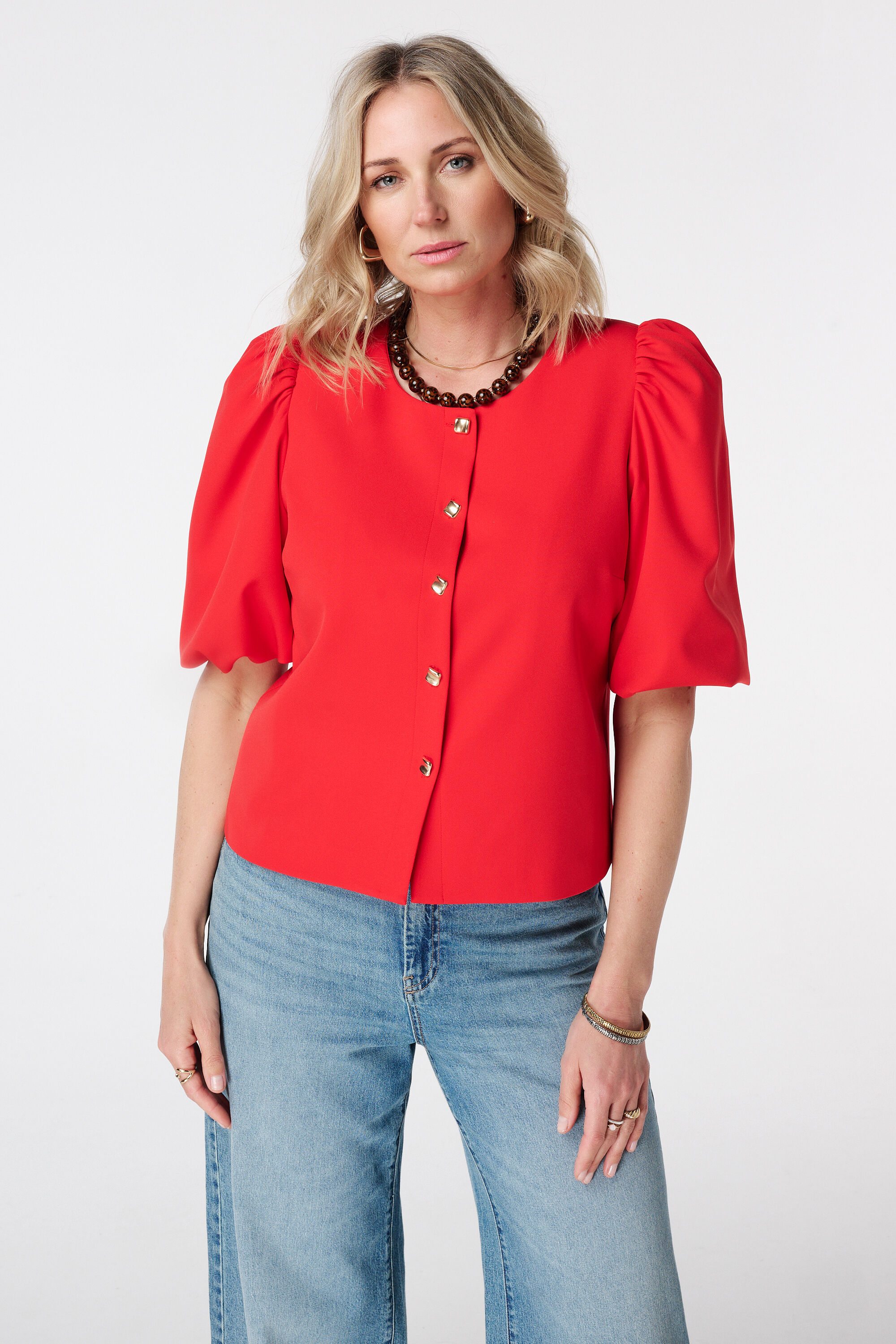 Blazer &agrave; manches bouffantes courtes