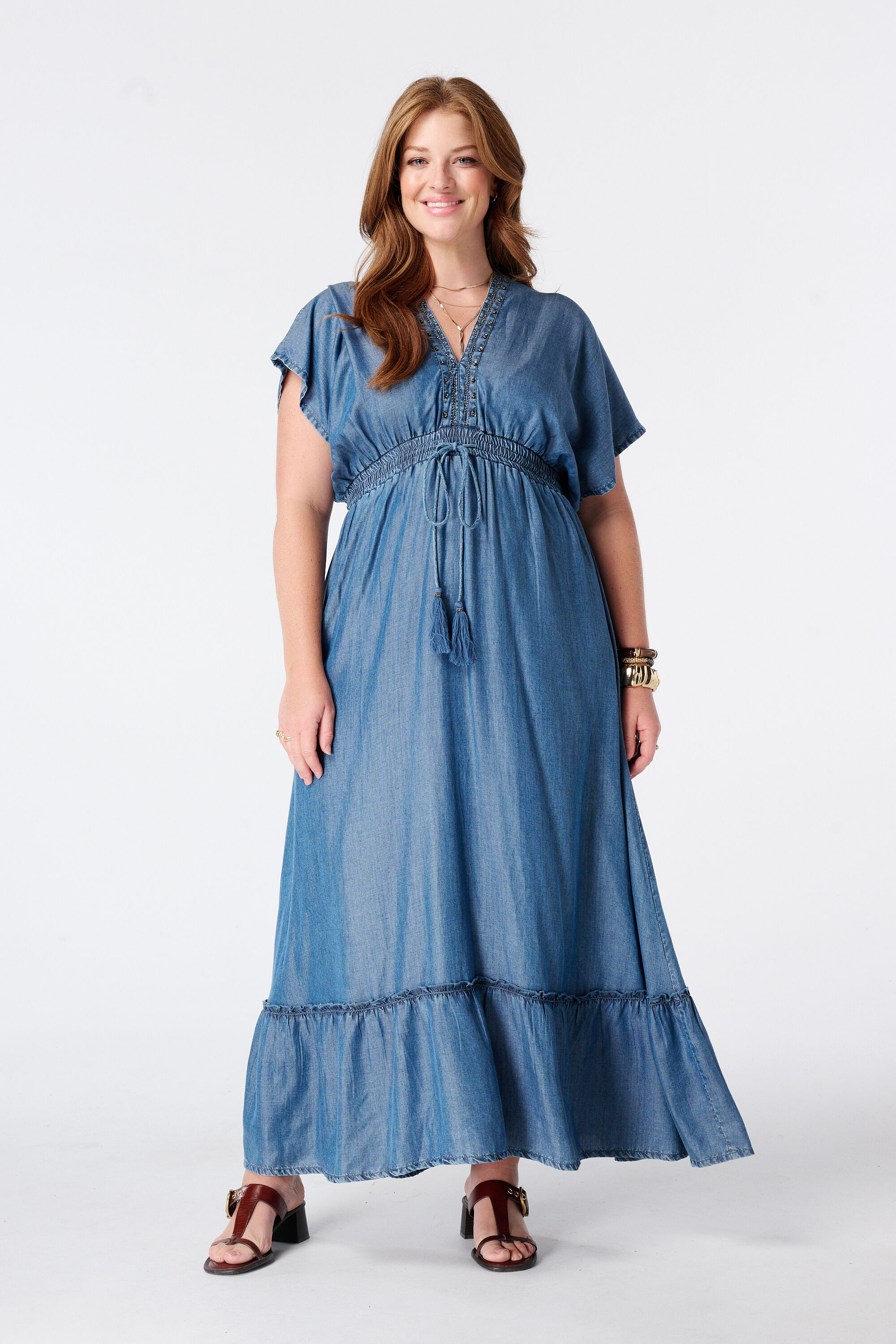 Robe maxi effet denim image number 0