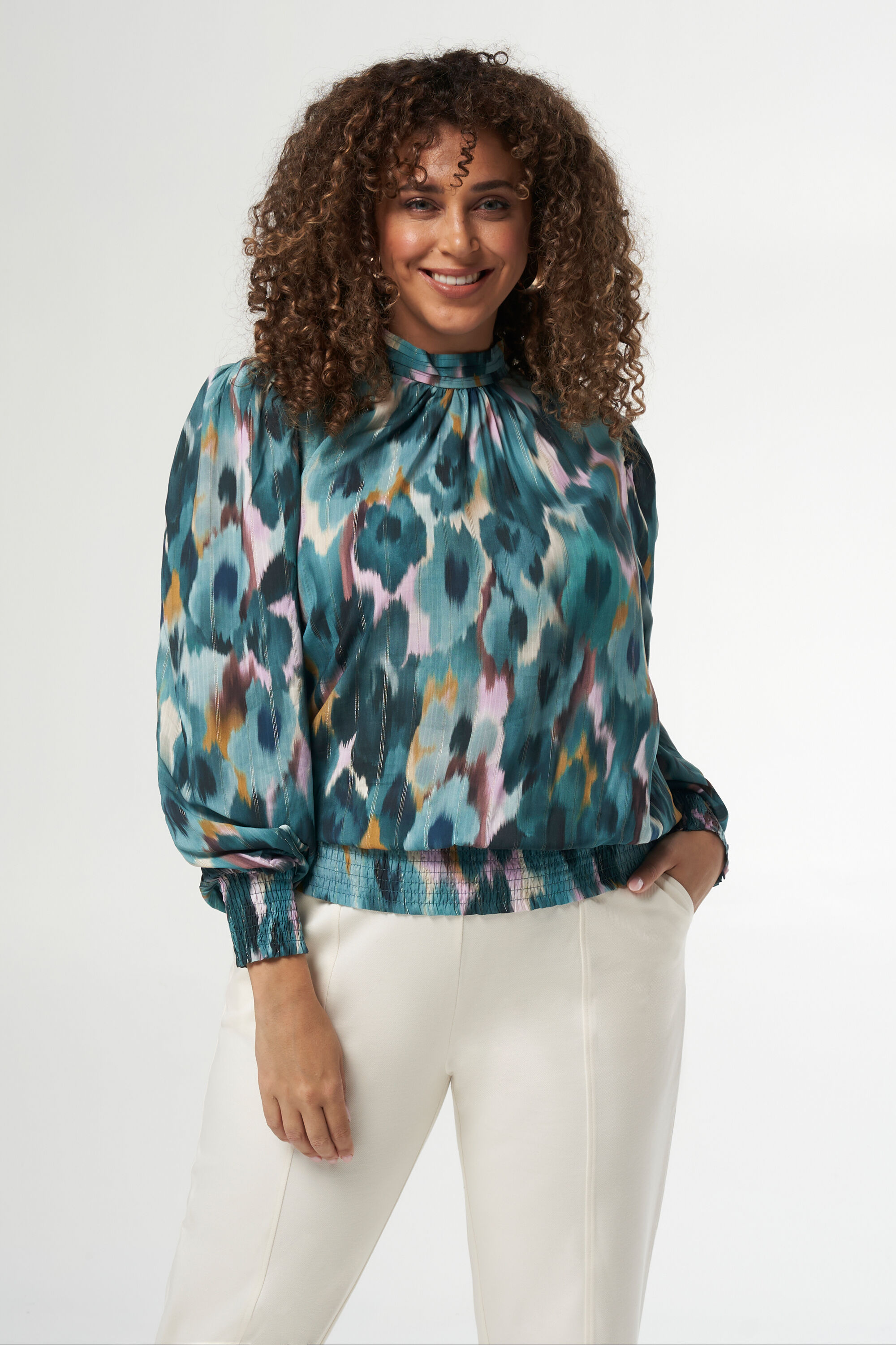 Femmes Chemisier a imprime et lurex Multi Khaki MS Mode