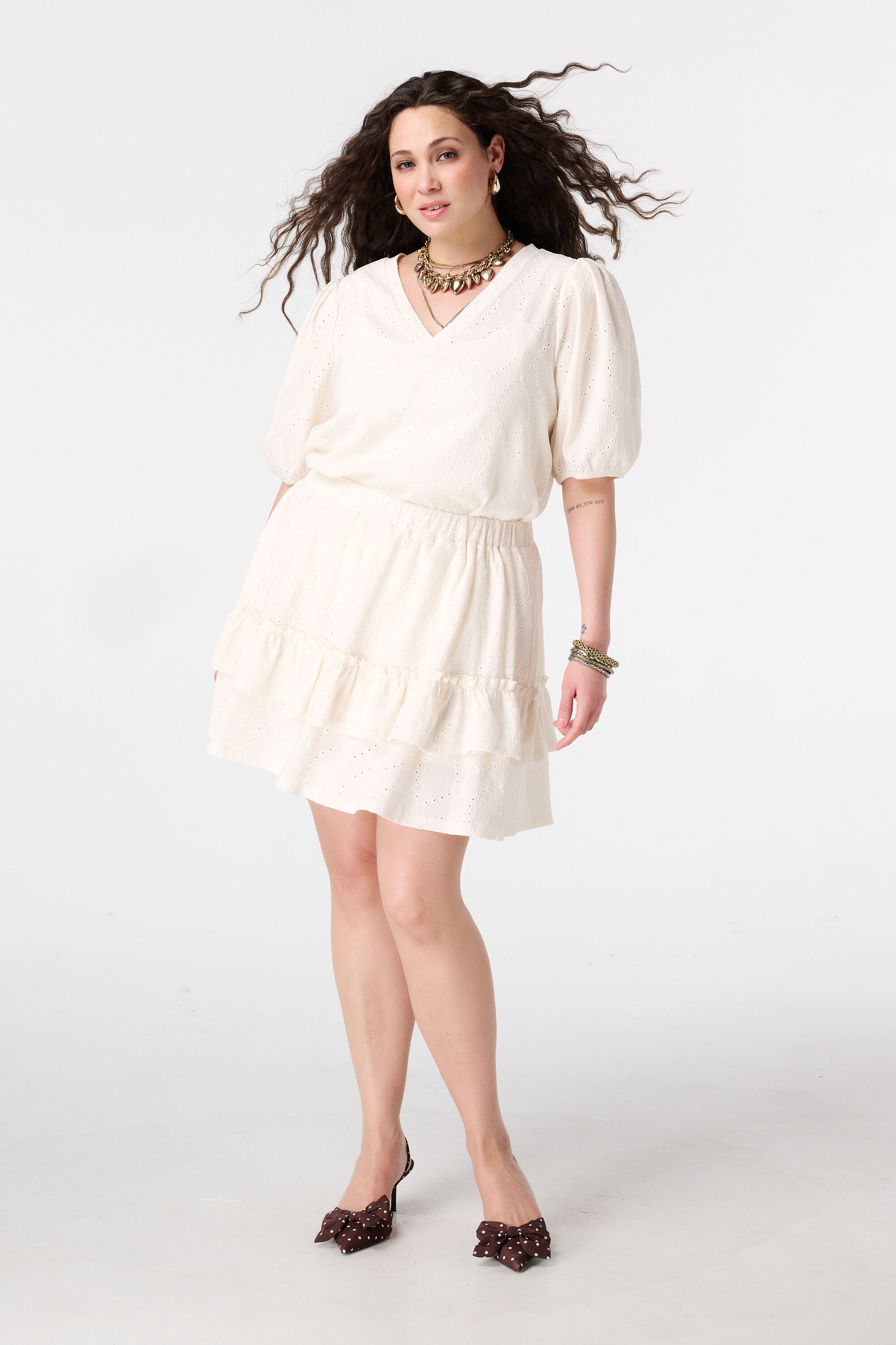 Jupe &agrave; effet brod&eacute;