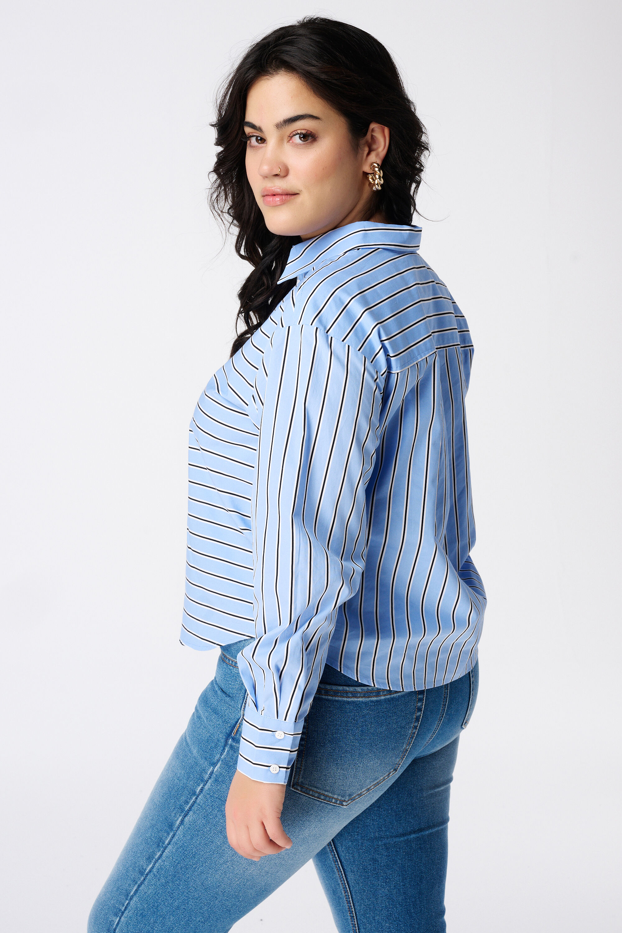 Chemisier court &agrave; rayures image number 3