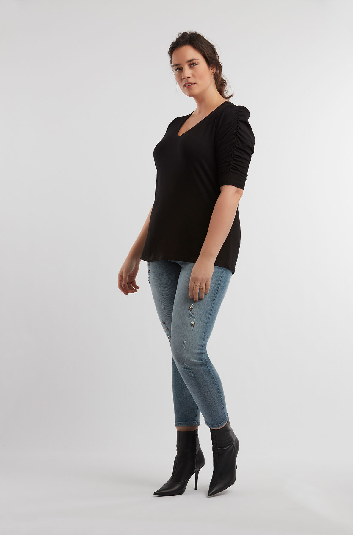 T-shirt avec manches pliss&eacute;es image number 3