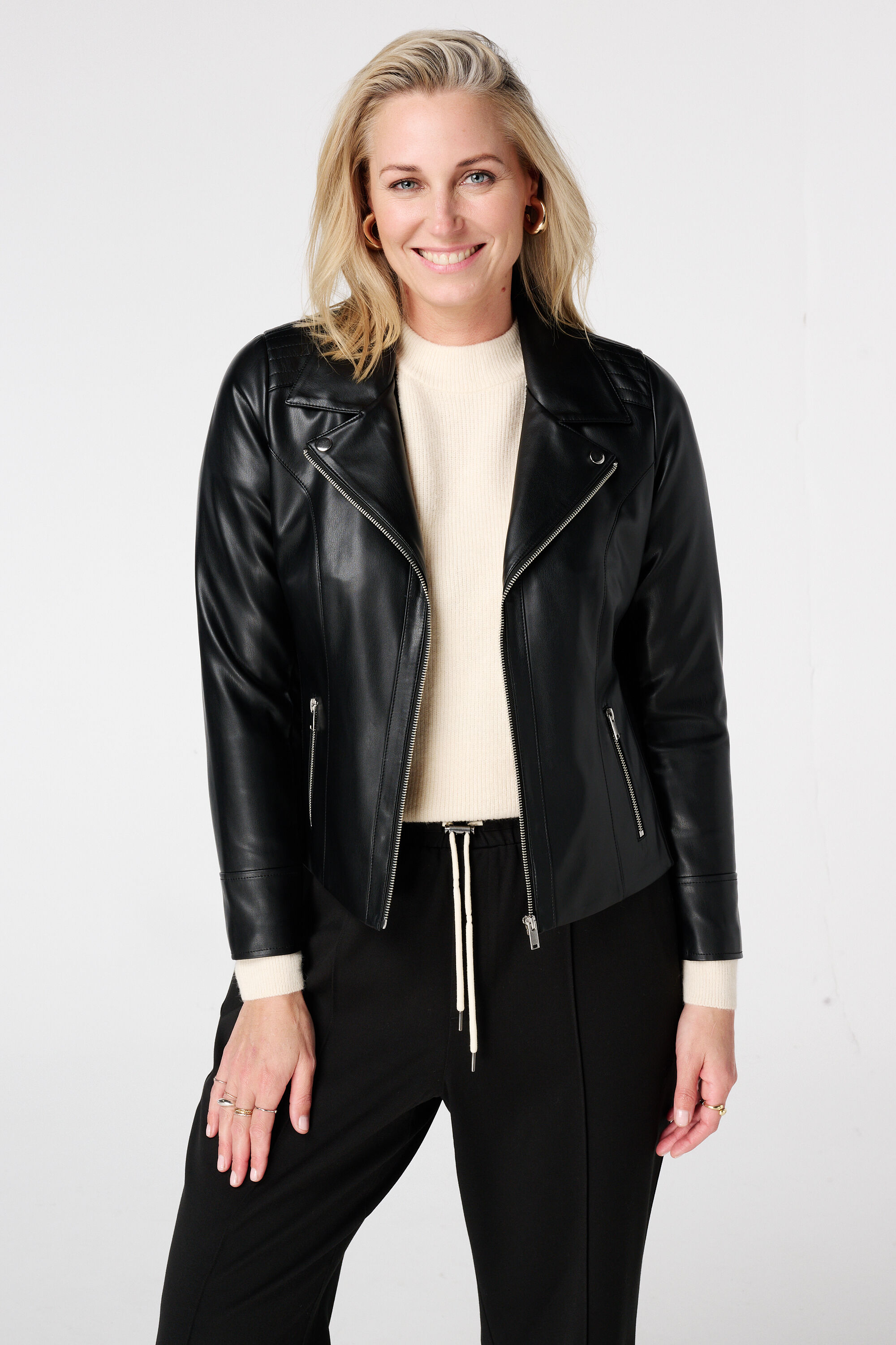 Veste biker en similicuir