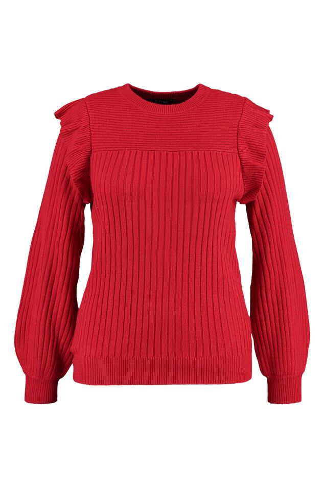 Pull côtelé avec volants image number 2