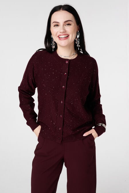 Cardigan finement tricoté avec mini paillettes Cardigan finement tricoté avec mini paillettes