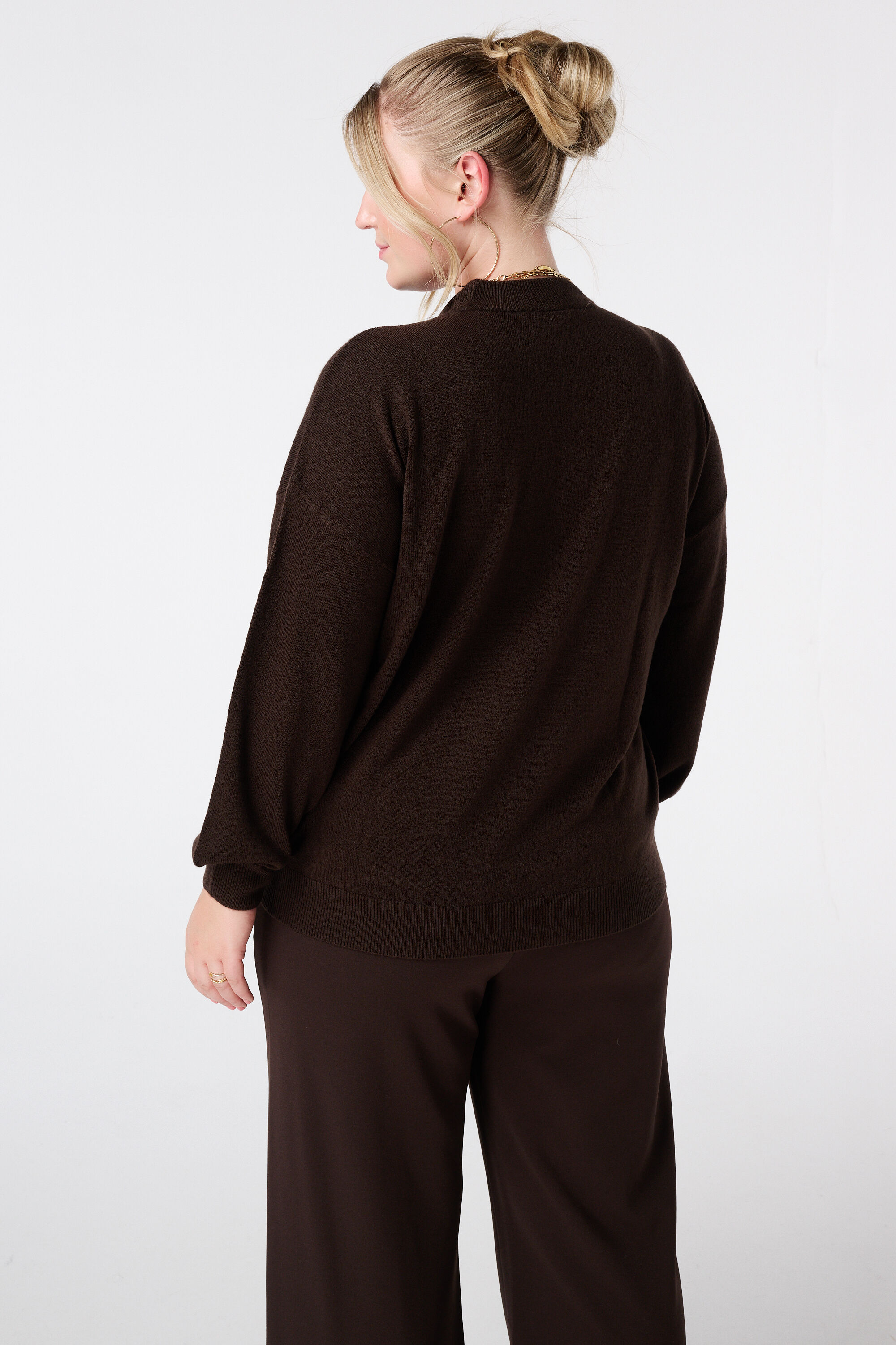 Pull en maille fine &agrave; manches ballon image number 3