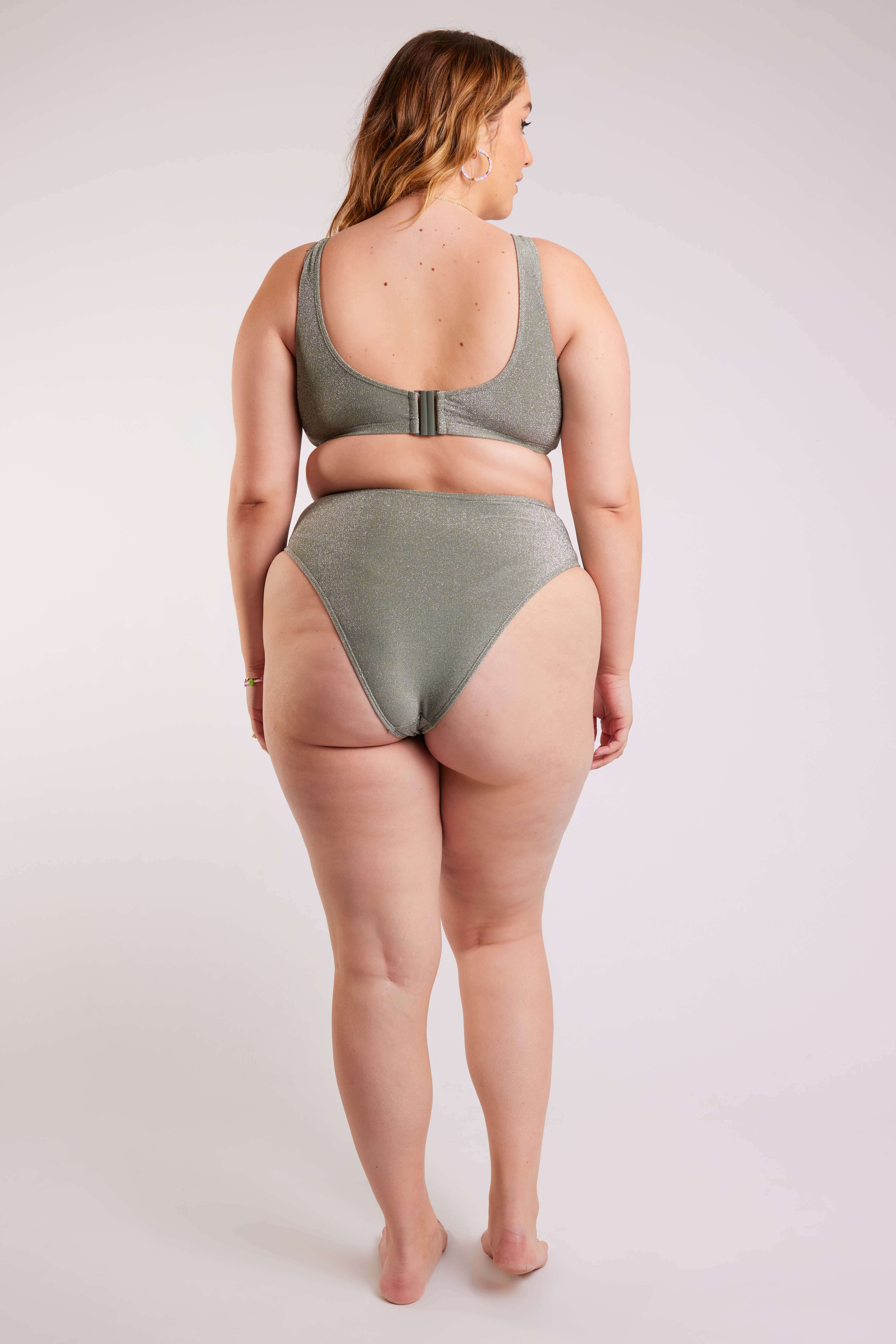 Bas de bikini taille haute avec paillettes image number 4