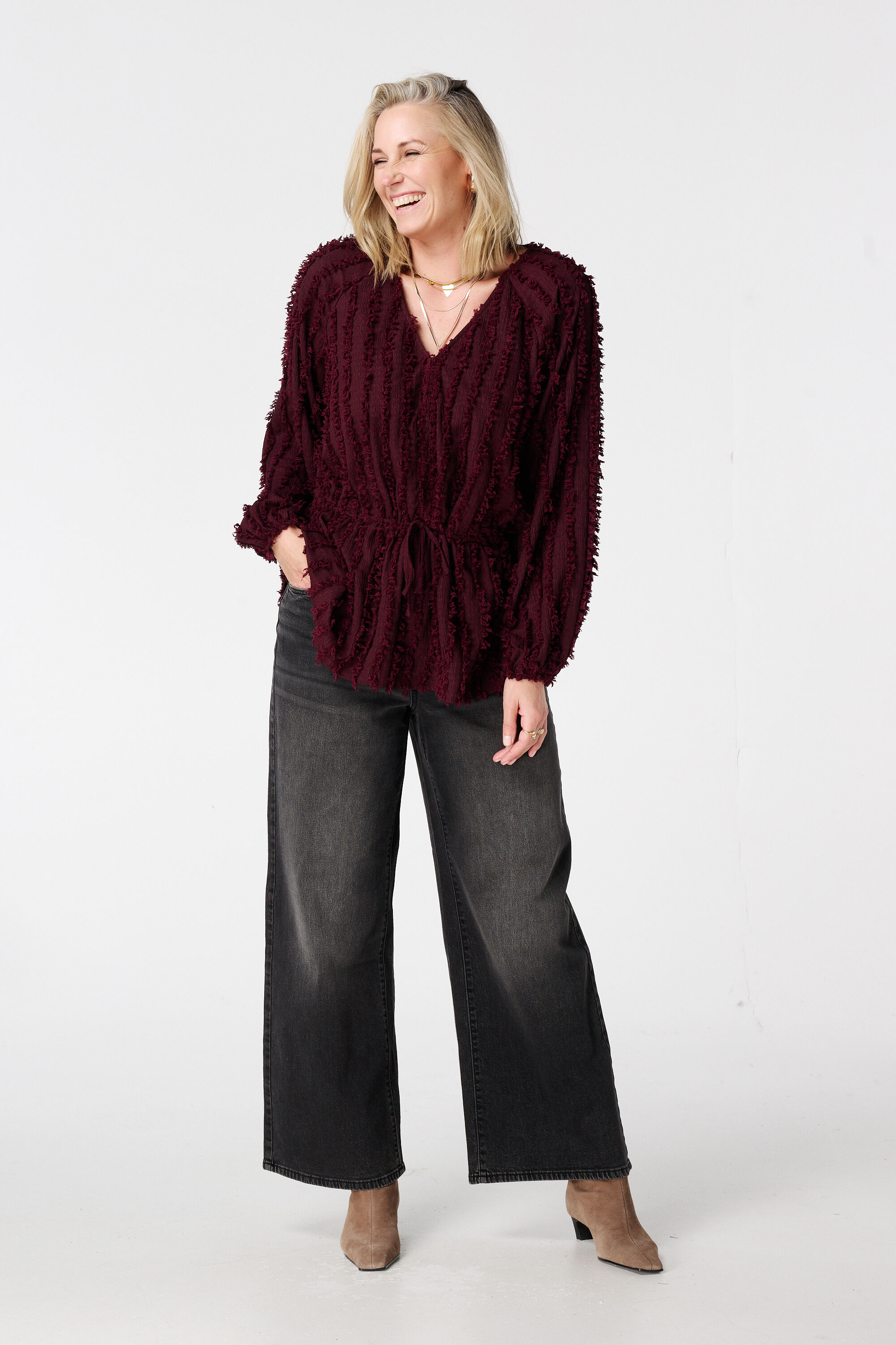 Haut en jersey duveteux avec cordon de serrage image number 5