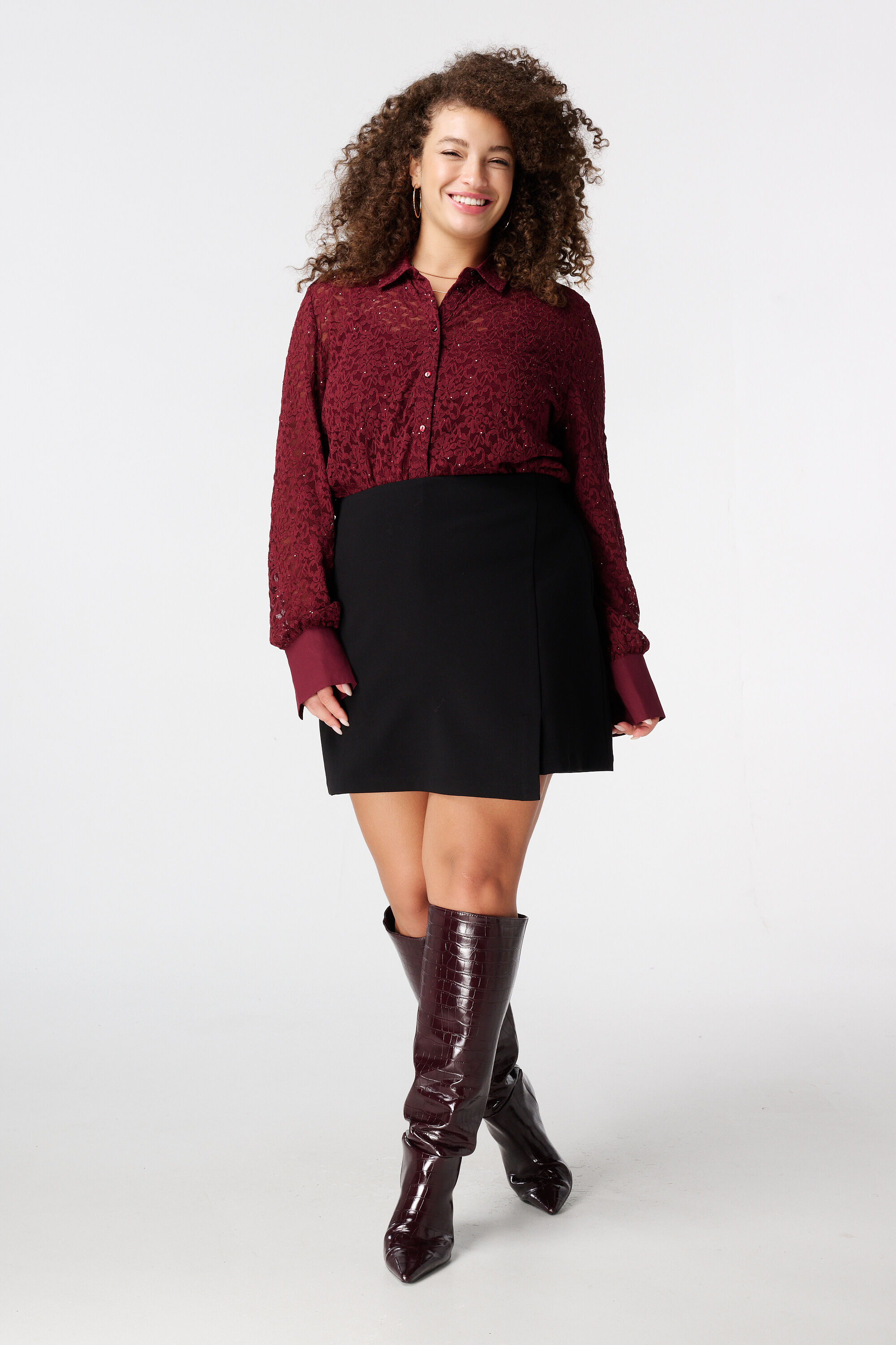 Jupe &agrave; rabat et taille &eacute;lastique image number 0