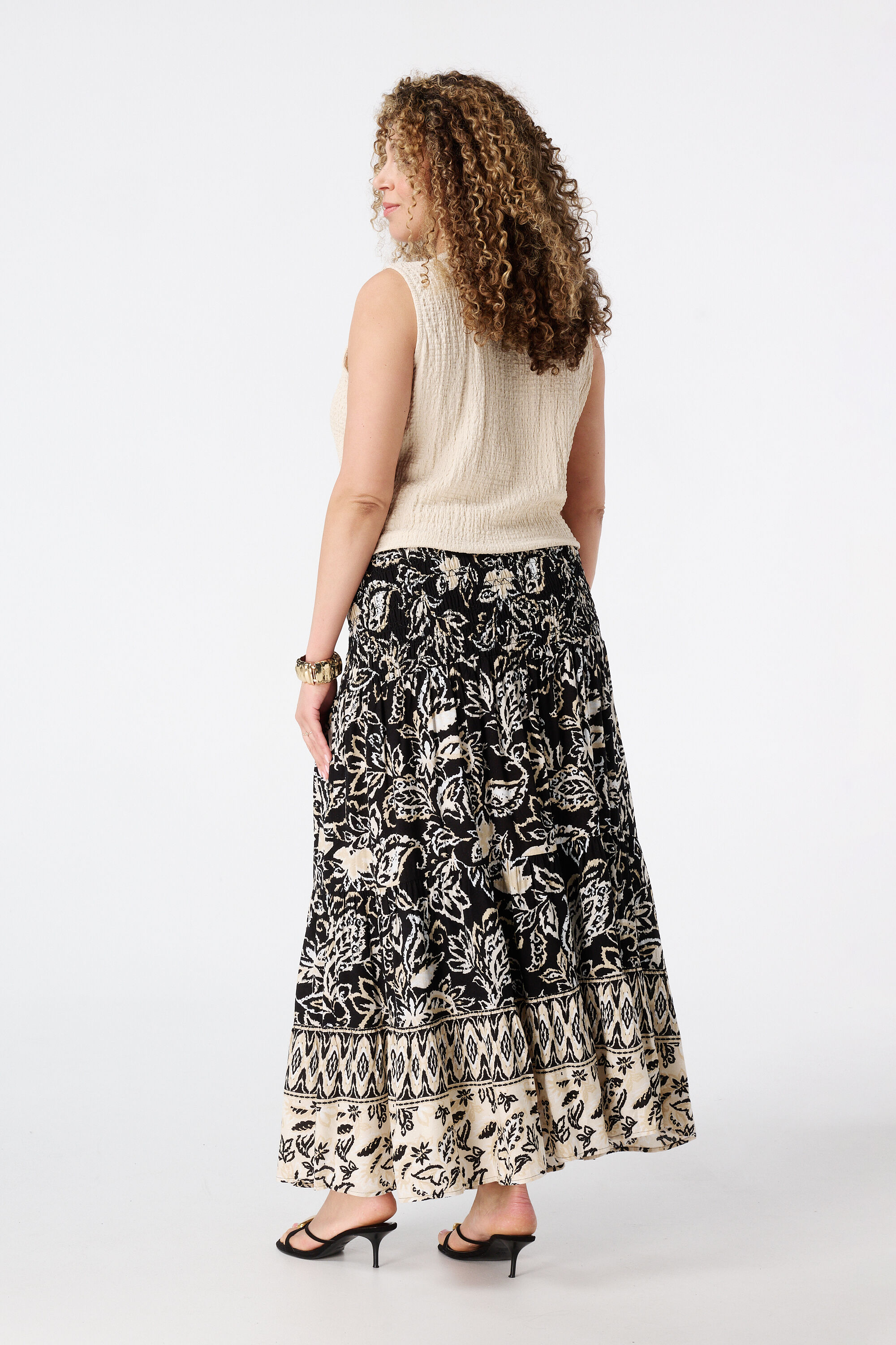 Jupe avec taille &agrave; effet smock&eacute; image number 3