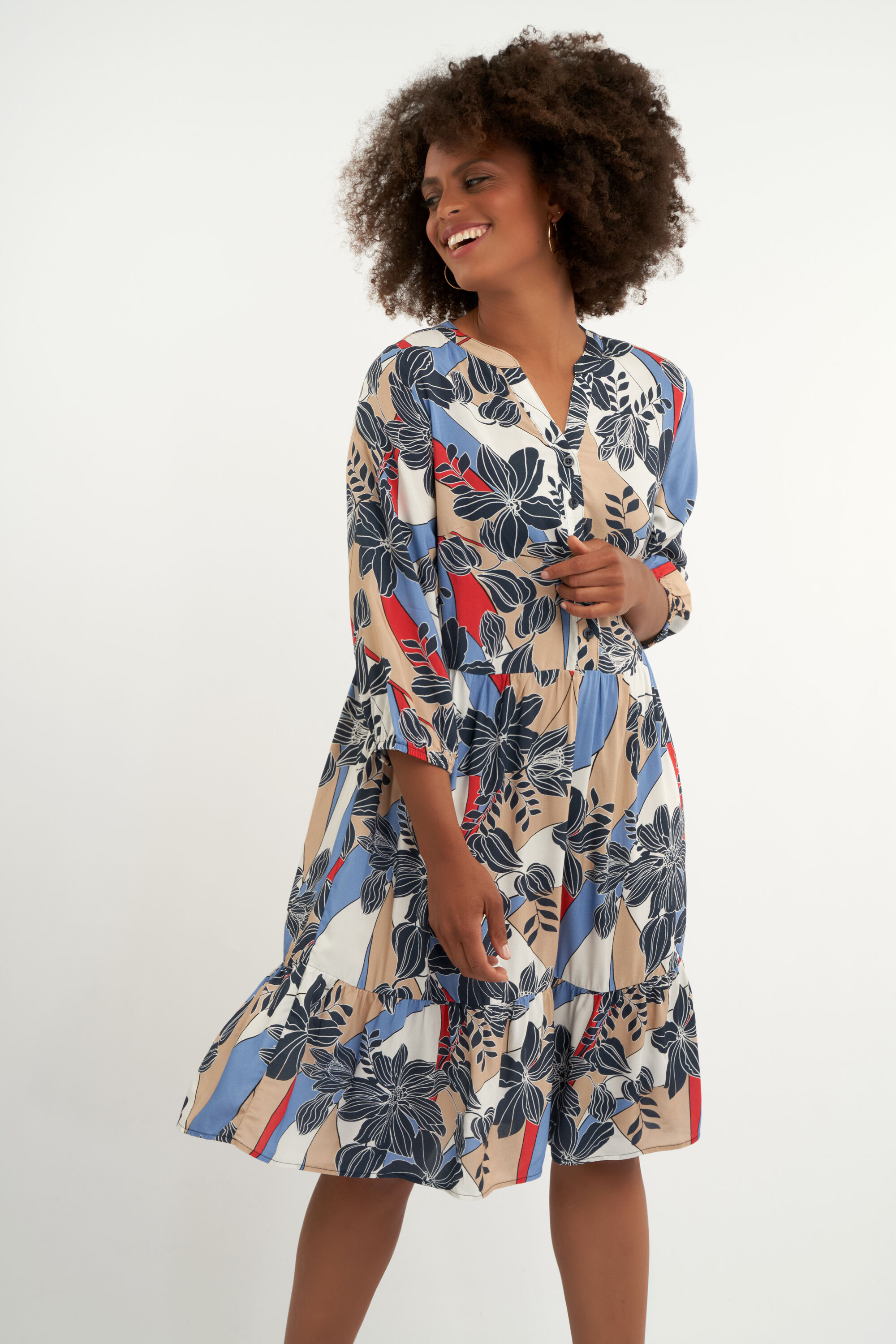 Robe coupe trap&egrave;ze &agrave; imprim&eacute;  image number 5