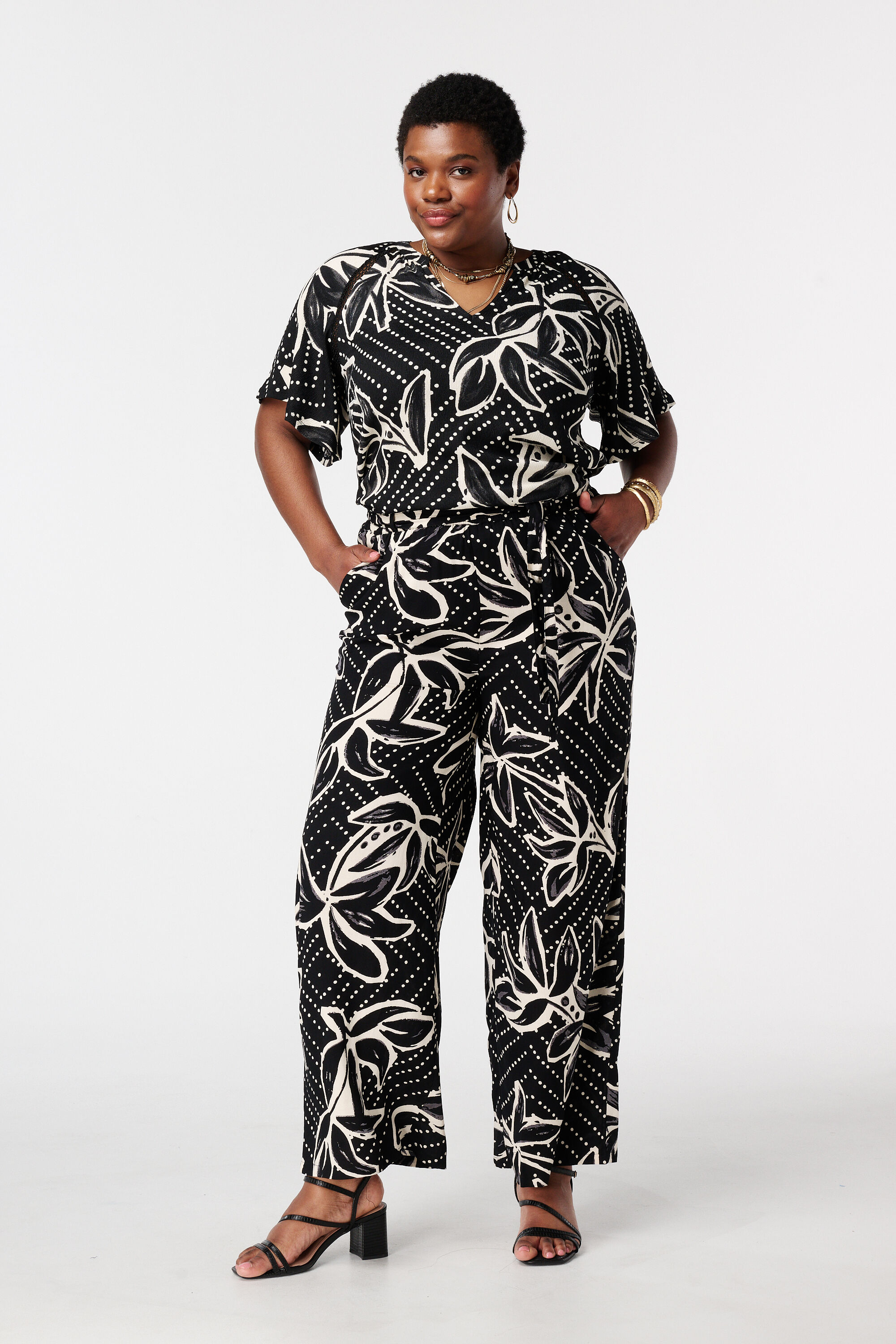 Pantalon wide leg imprim&eacute;