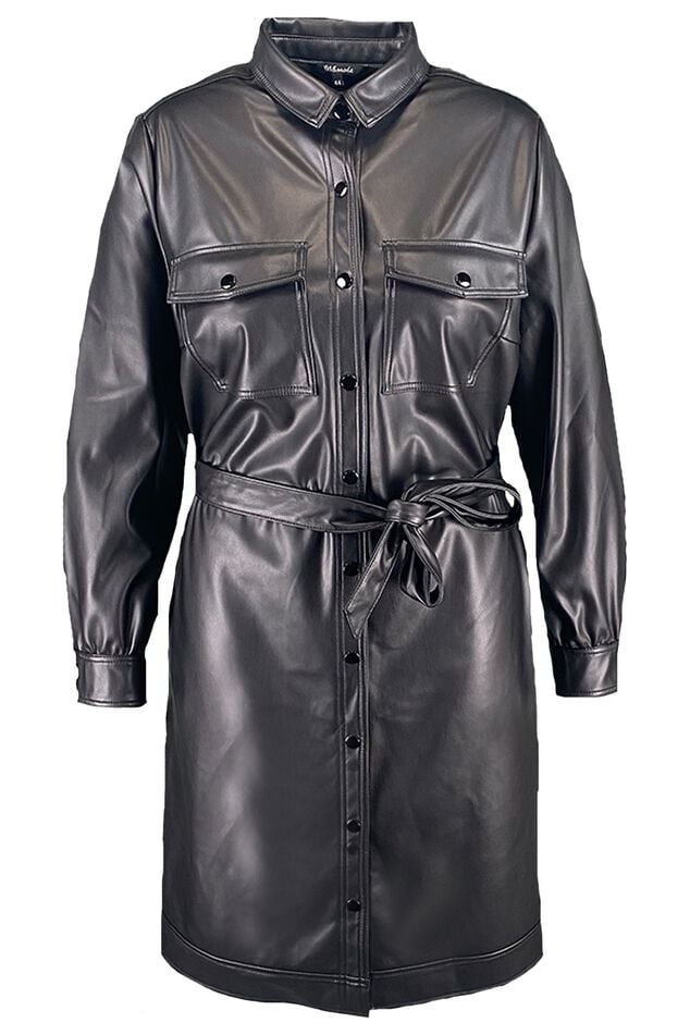 Robe en PU avec ceinture à nouer image number 1
