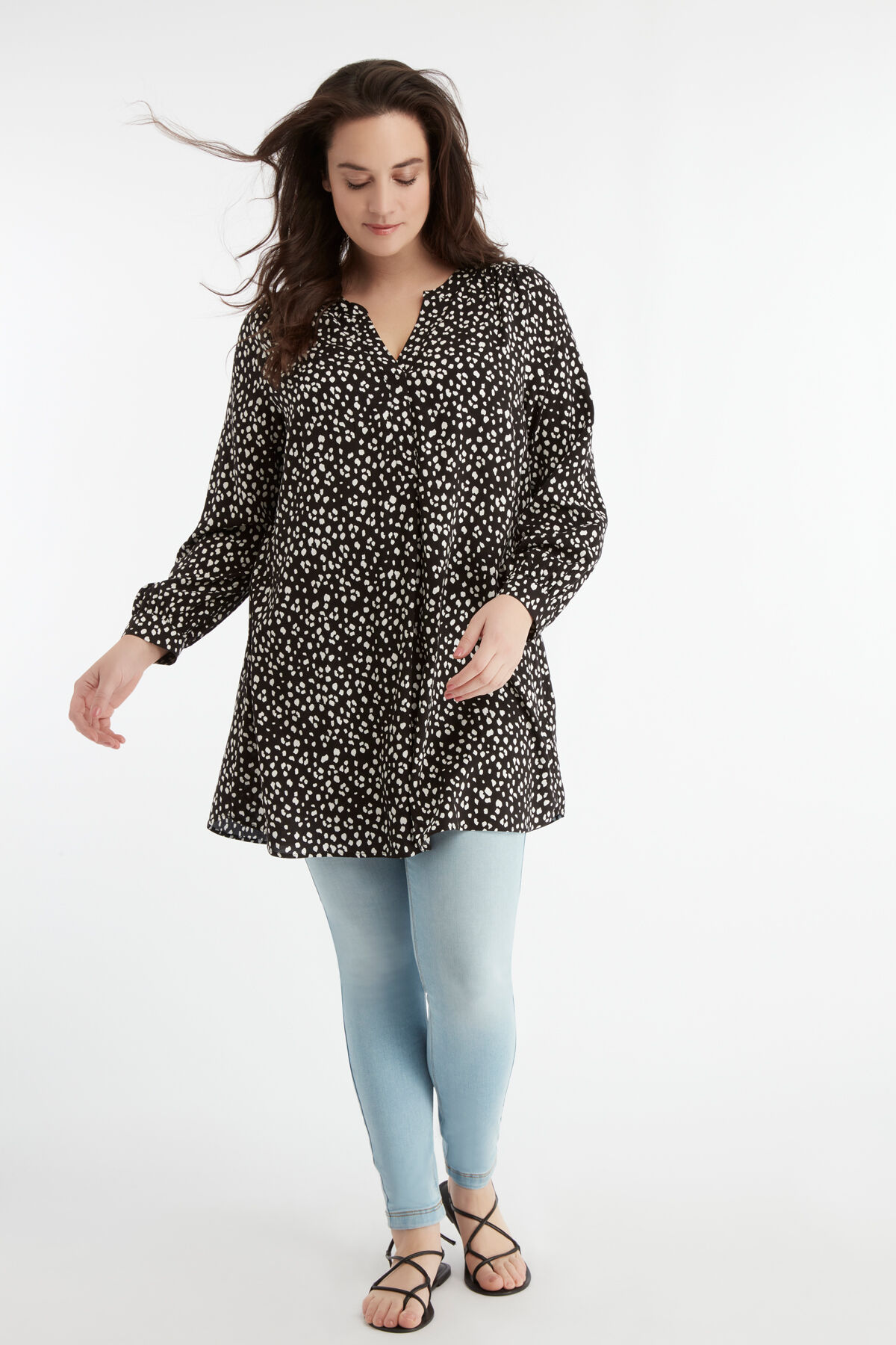 Chemisier tunique &agrave; pois image number 3