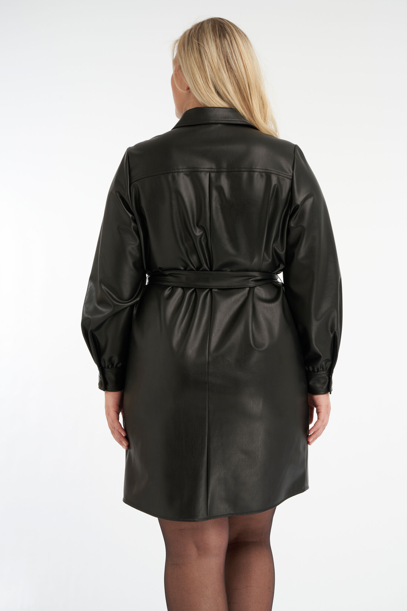 Robe en PU avec ceinture &agrave; nouer image number 3