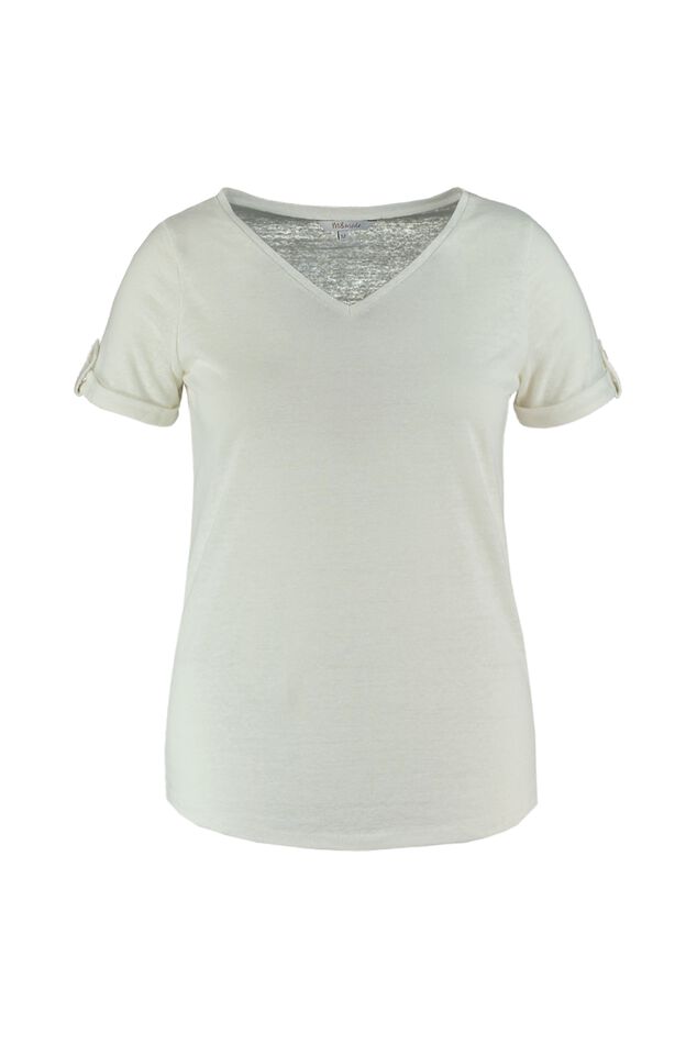 T-shirt en lin à encolure en V  image number 1