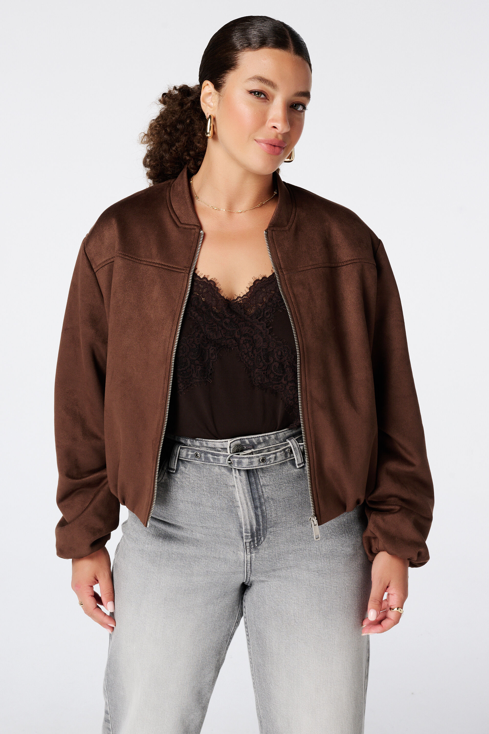 Blouson bomber en su&eacute;dine