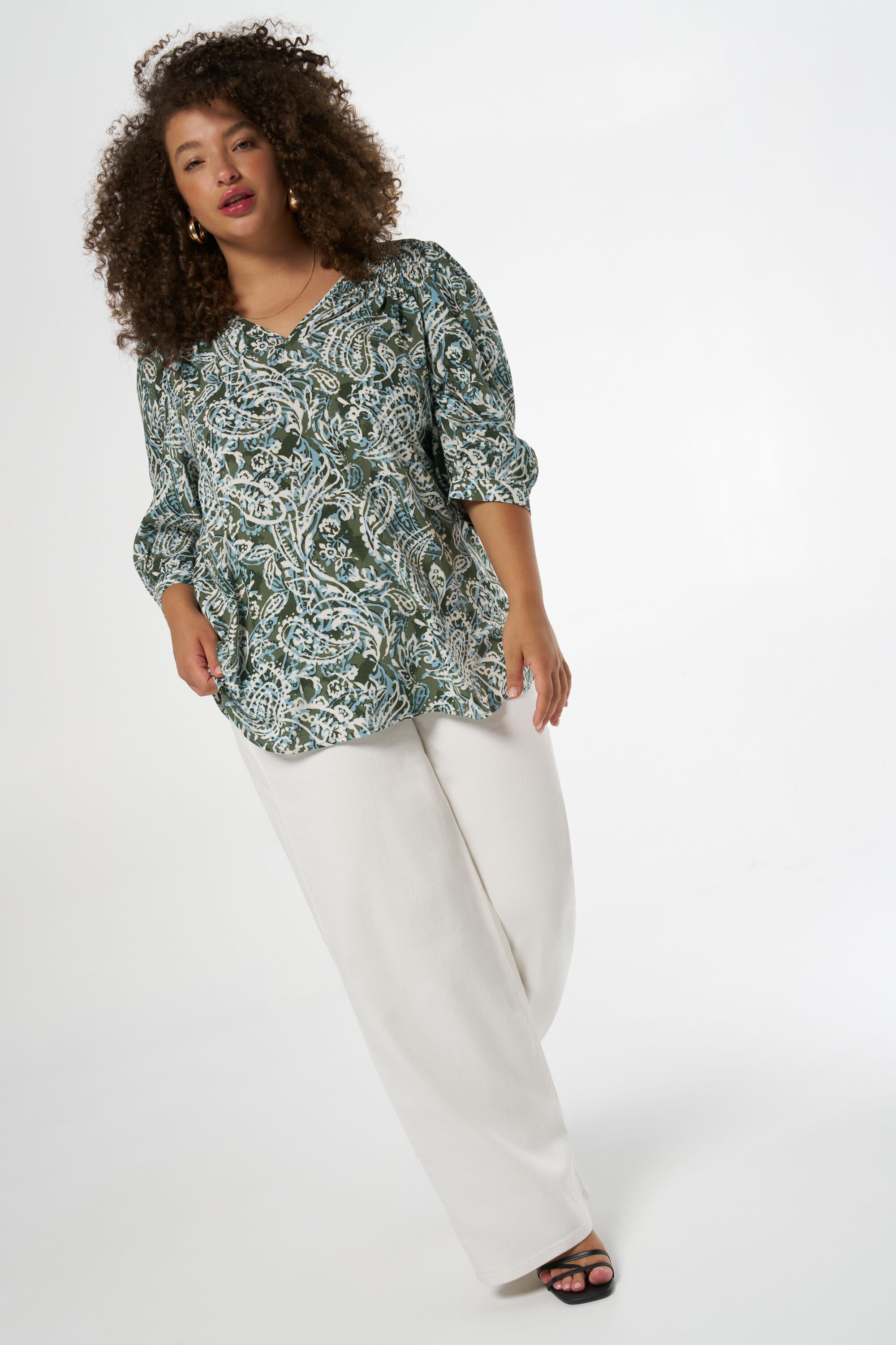 Chemisier &agrave; d&eacute;tails smock&eacute;s image number 5