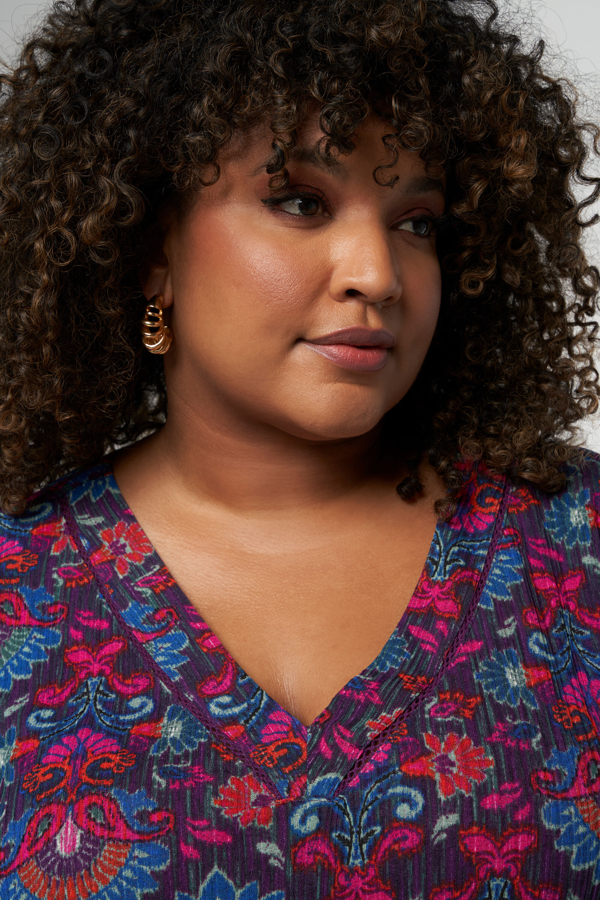 Haut coupe ballon et imprim&eacute; cachemire image number 4