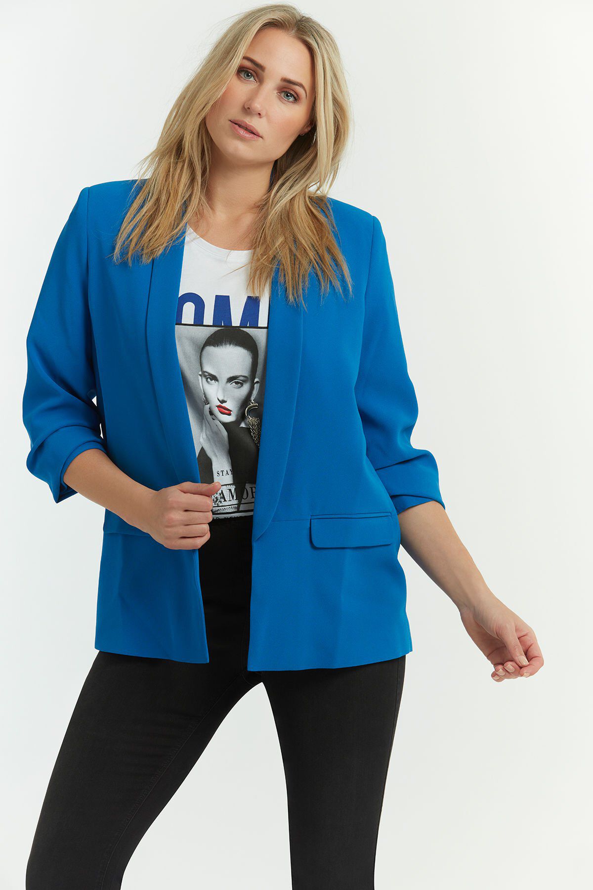 Cr&ecirc;pe blazer with crinkle effect image number 3