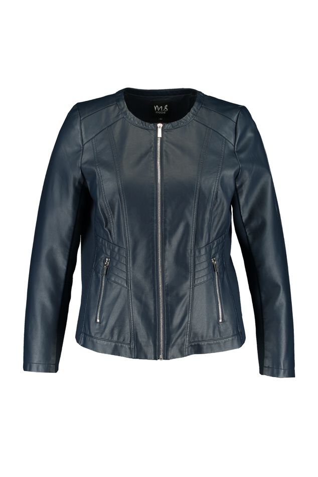 Veste en similicuir avec encolure ronde image number 1