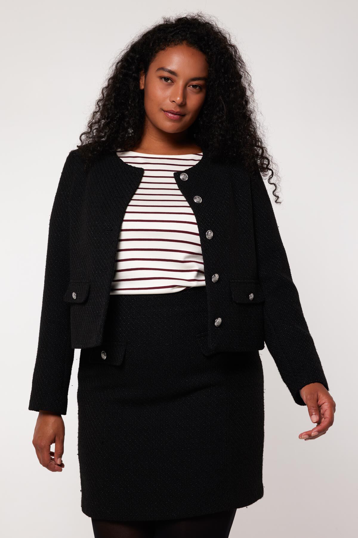 Blazer cropped en tweed image number 4