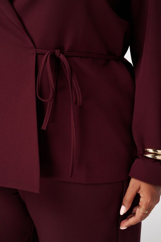 Blazer à revers avec ceinture à nouer image number 6