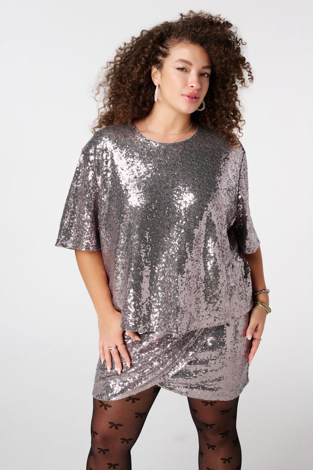 Haut à paillettes à manches courtes image number 0
