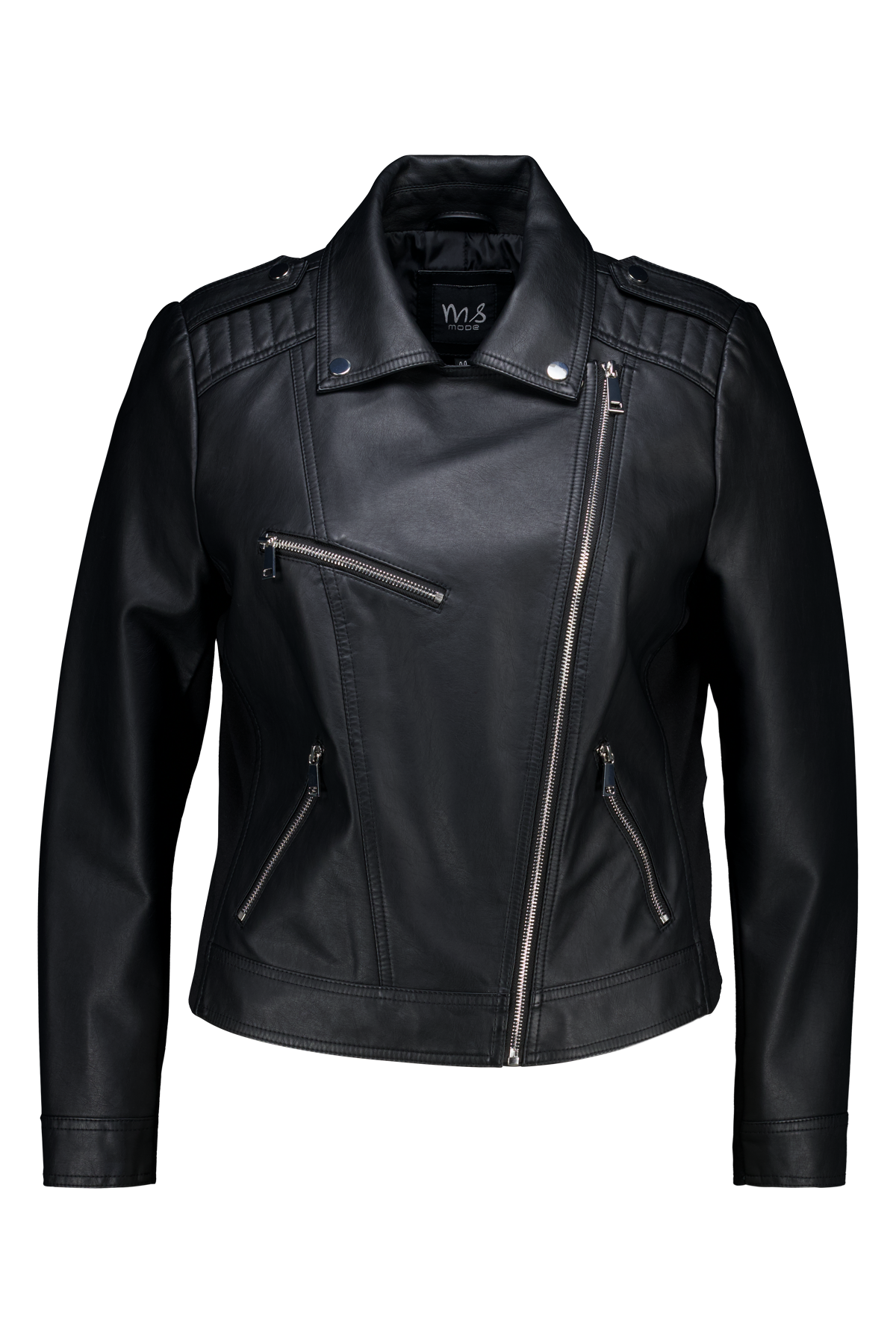 Femmes Veste Style Motard En Similicuir Noir MS Mode femmes-veste-style-motard-en-similicuir-noir-ms-mode