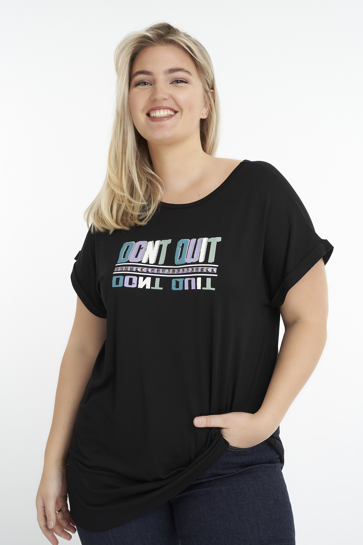 Noir Tshirt à imprimé tendance à MS Mode®