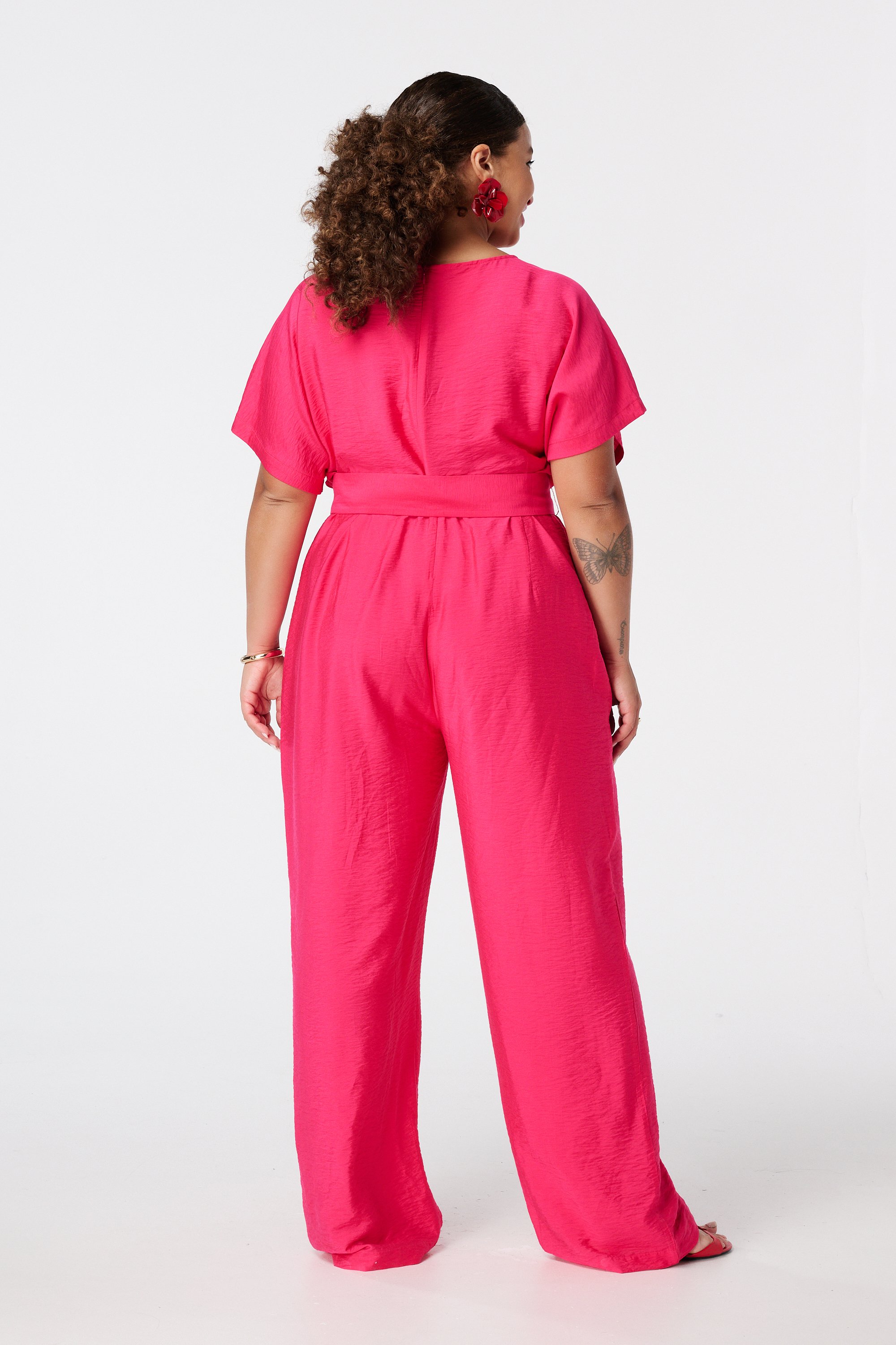 Femmes Combinaison avec ceinture décorative Fuchsia | MS Mode