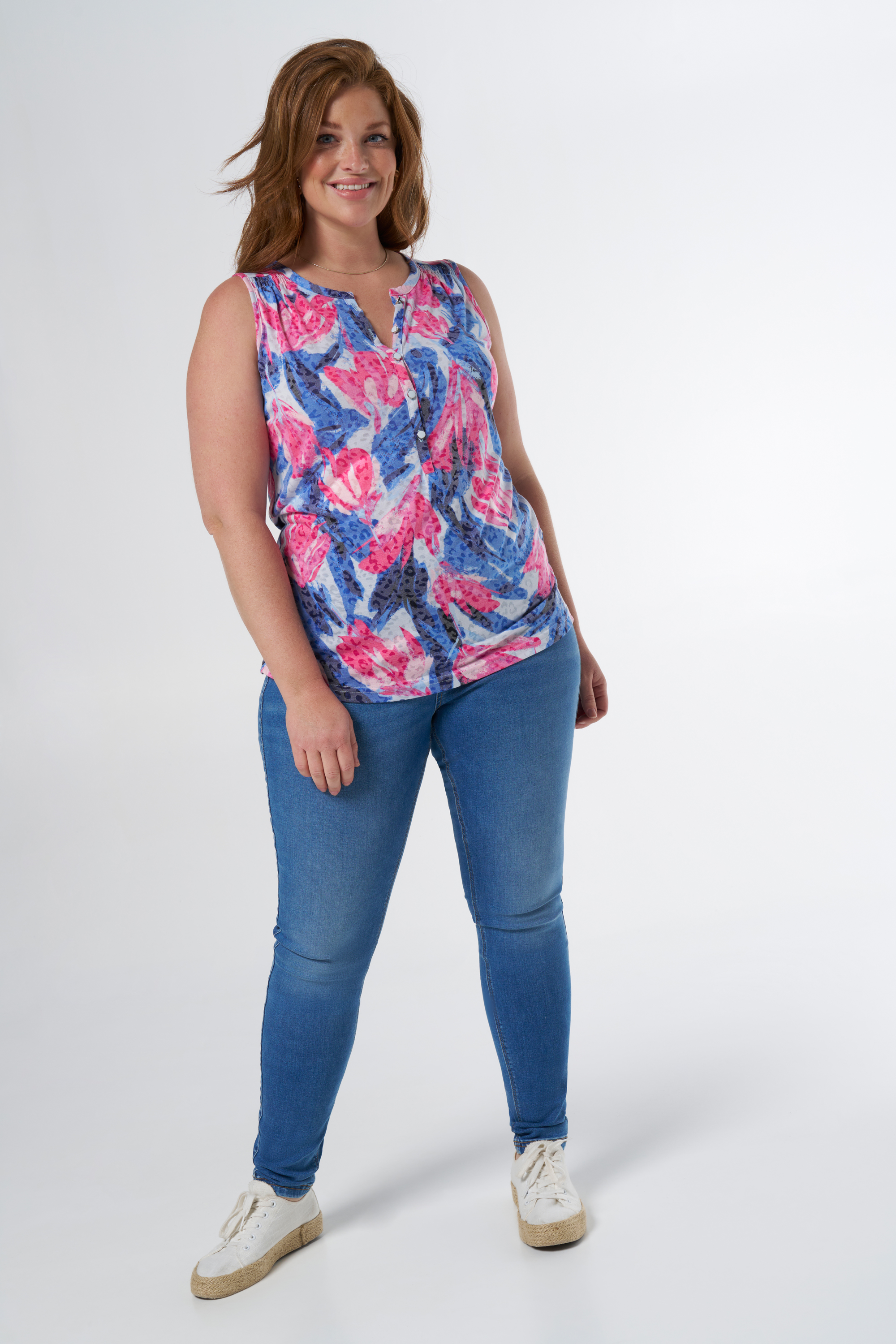 Top Femme Sans Manches M&S Mode - Bleu Jean Avec Froufrous - Taille L - Occasion Parfait état