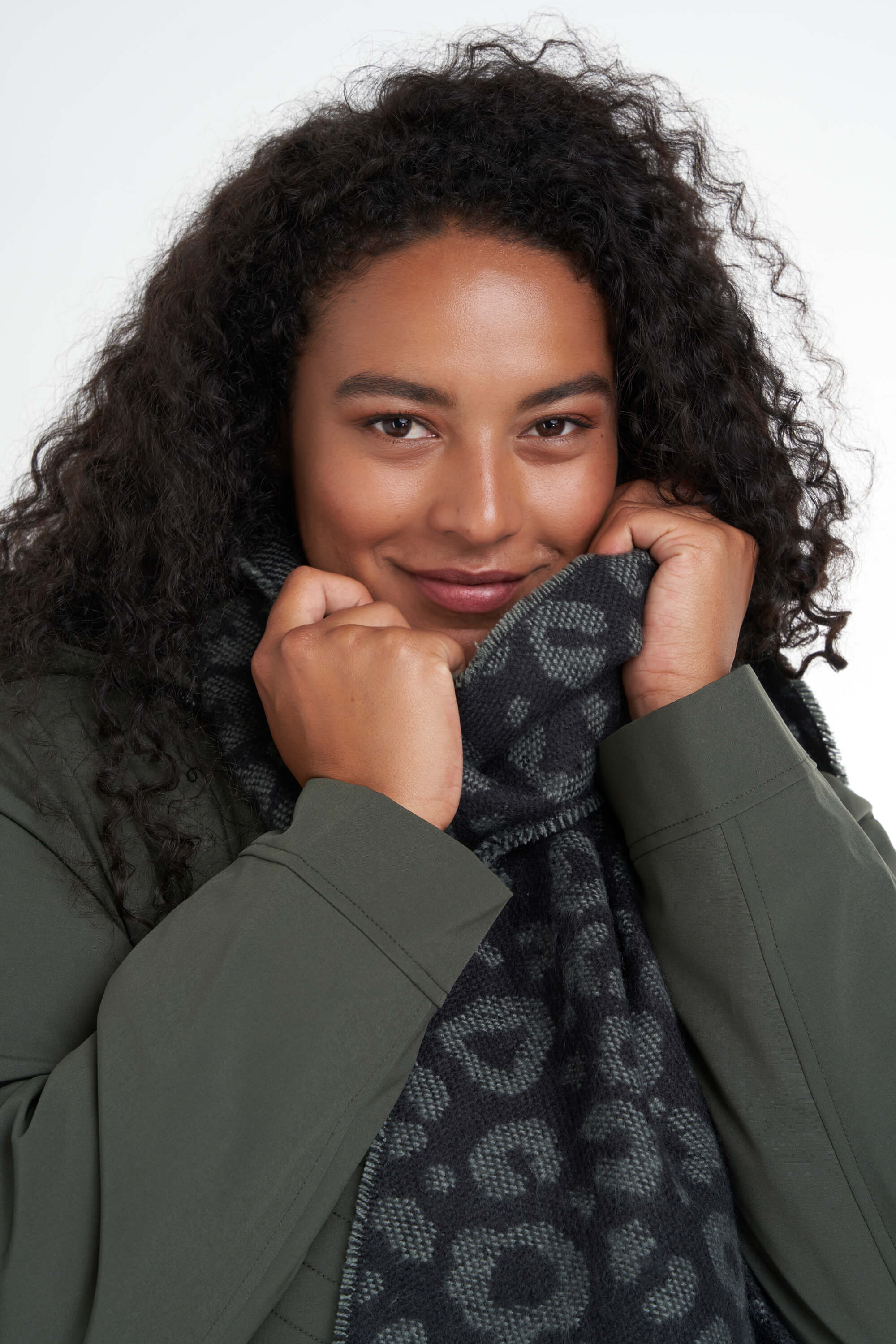 Écharpe Oversize Femme Rundholz - Imprimé Moka - Modal Et Laine