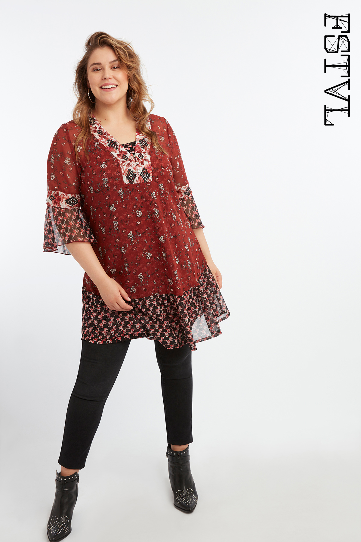 Robe tunique a imprime floral