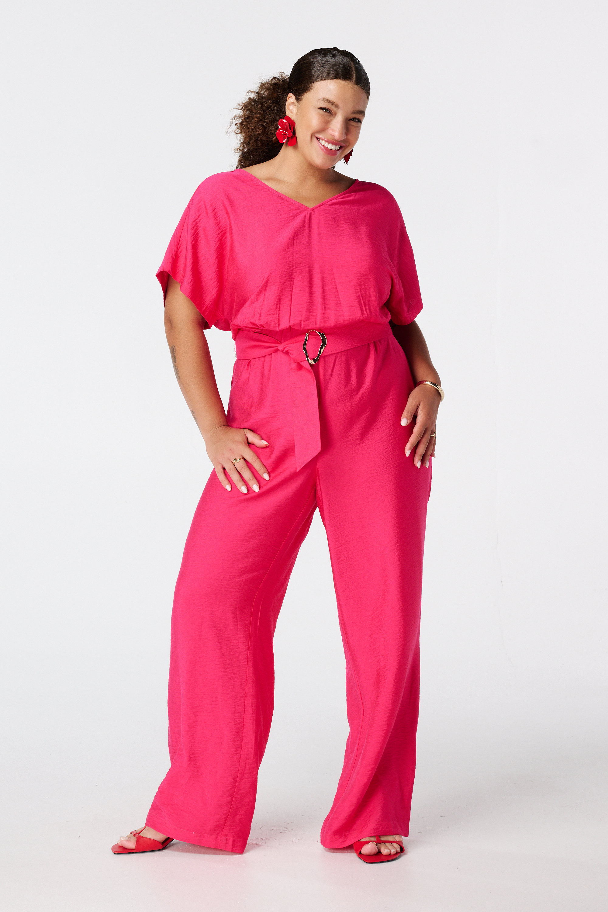 Femmes Combinaison avec ceinture décorative Fuchsia | MS Mode